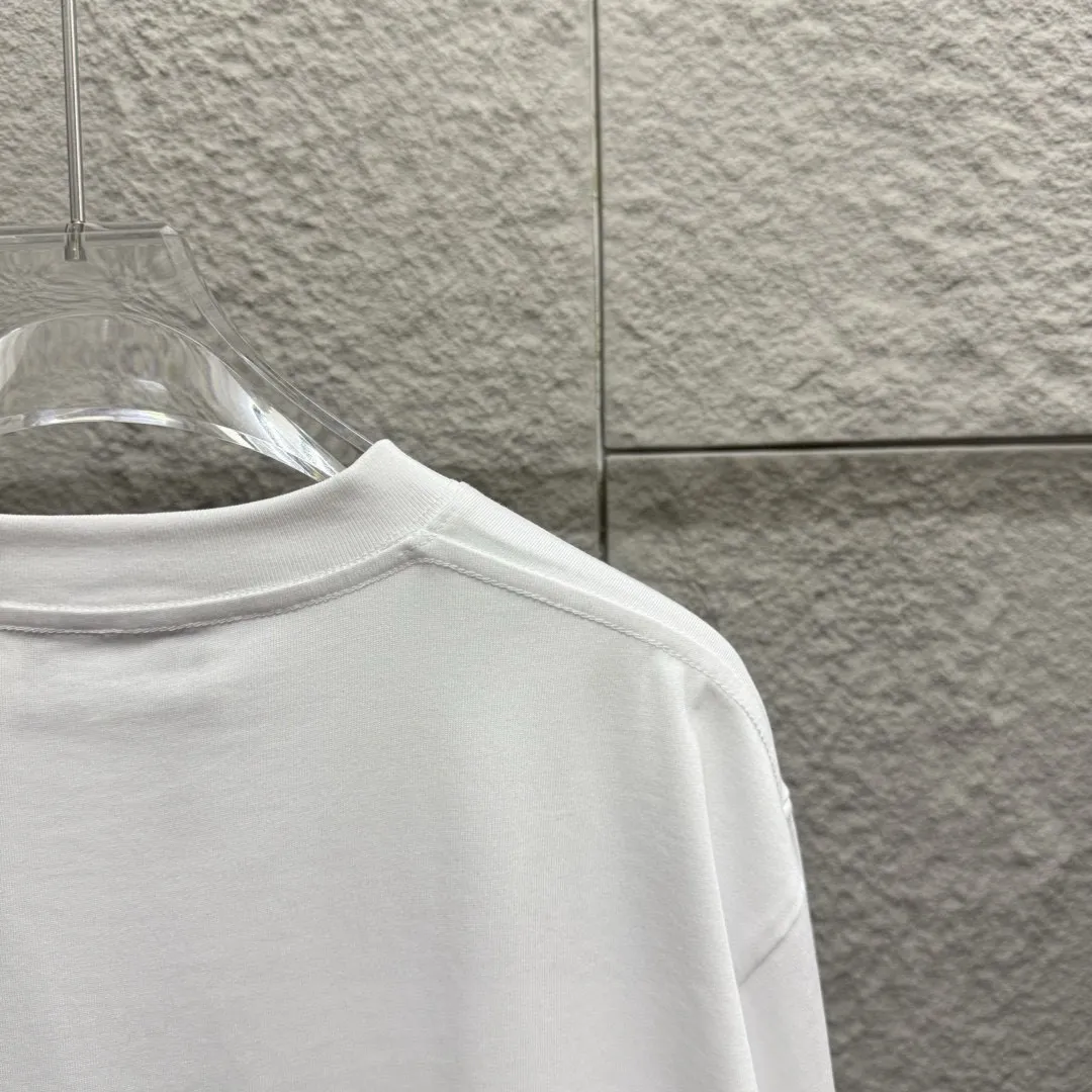 🅿️180 Celi* Celine 2025 spring and summer style Simple letter embroidery personalized logo Customized double yarn plain cotton fabric Short-sleeved T-shirt Unisex Size: S (90-130 catties) M (120-150 catties) L (140-165 catties) XL (160-180 catties) XXL (180-210 catties) Color: black white