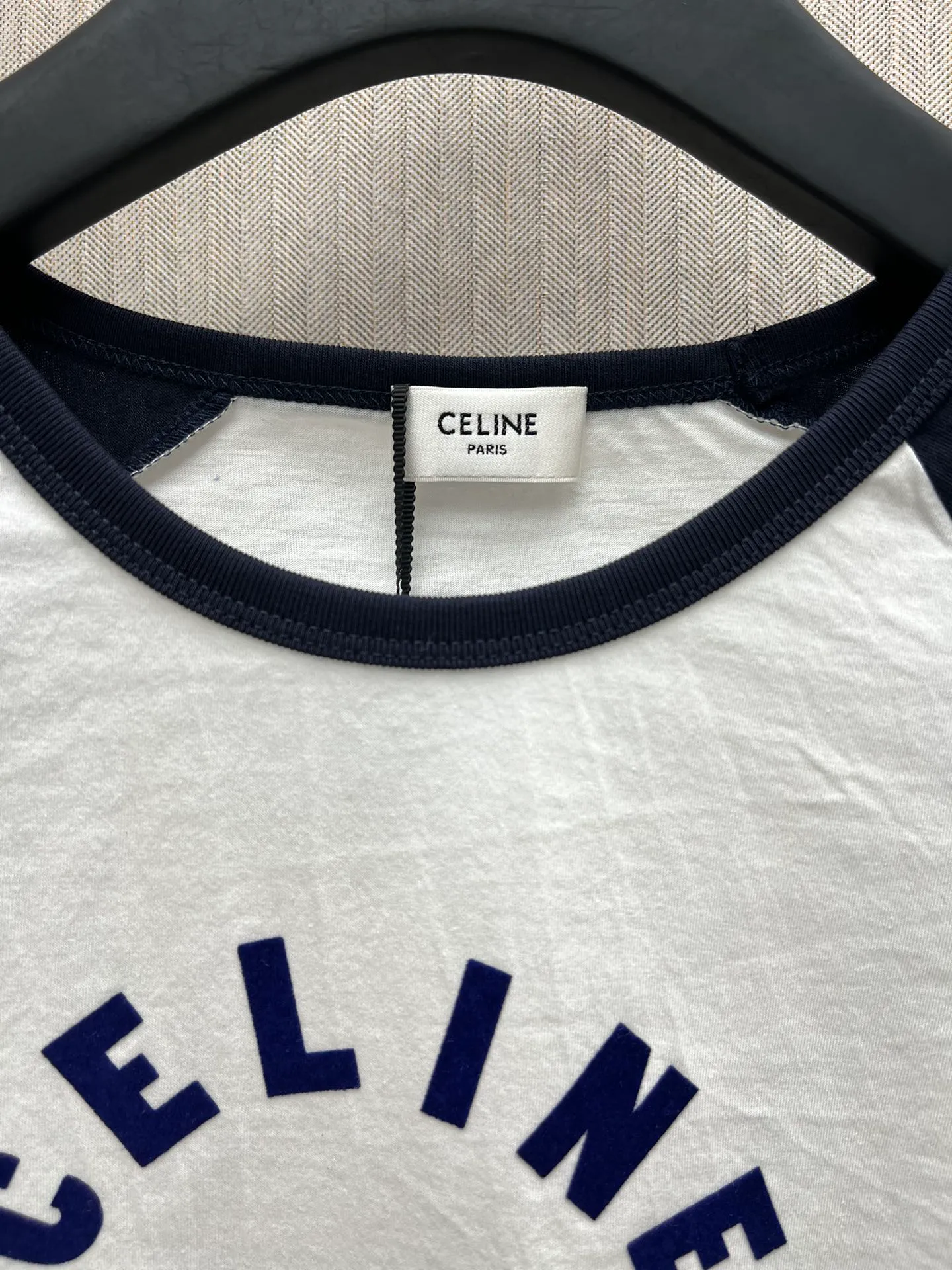 🅿️290 Celine 25ss new contrast letter Logo printed round neck long-sleeved T-shirt women's size: S.M.L.