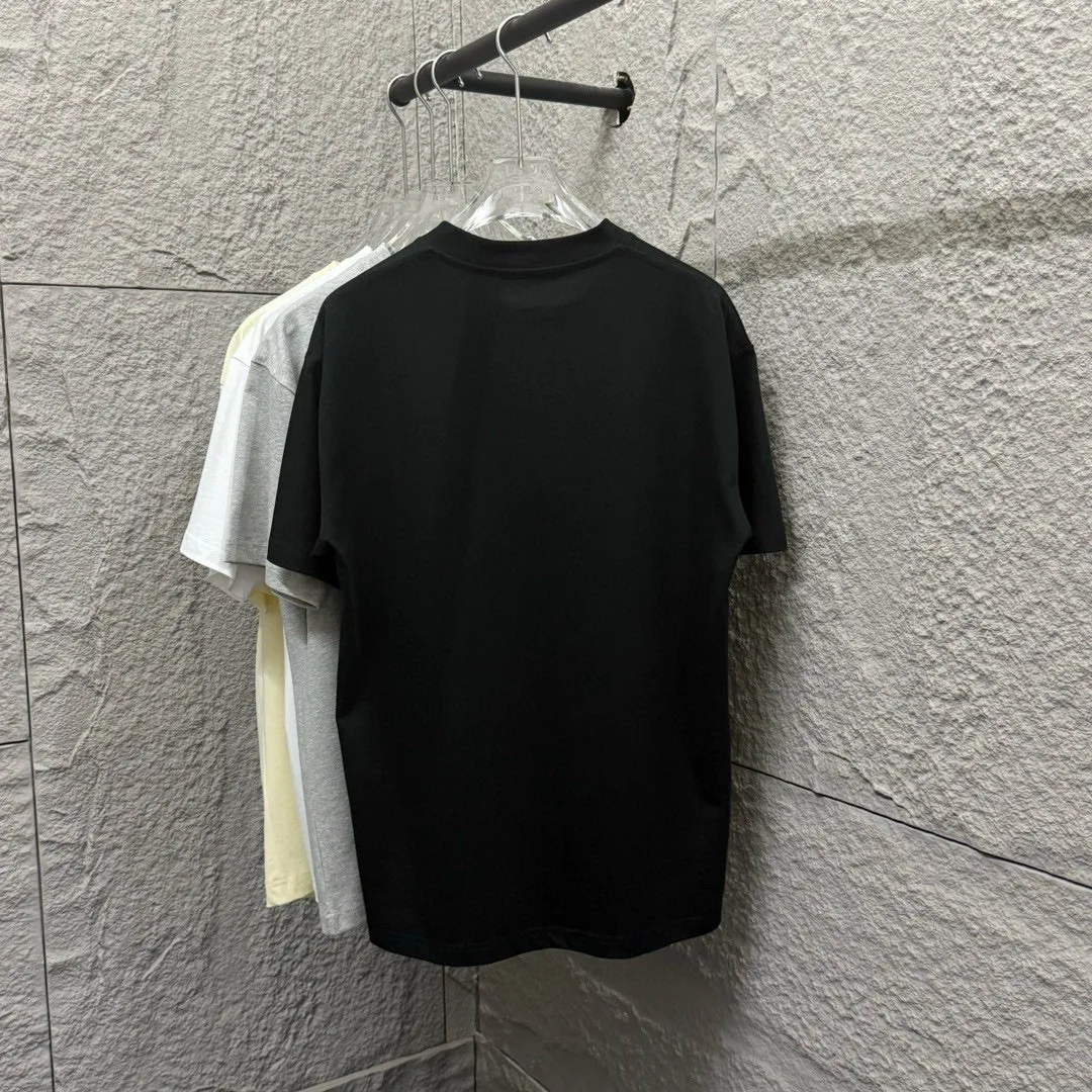 🅿️180 Celi* Celi Celin 2025 spring and summer style Simple letter printing personalized logo Customized double yarn plain cotton fabric Short-sleeved T-shirt Unisex Size: S (90-130 catties) M (120-150 catties) L (140-165 catties) XL (160-180 catties) XXL (180-210 catties) Color: black white