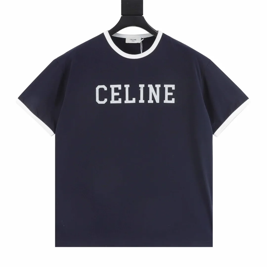 🅿️250 Celine Celine round neck short-sleeved T-shirt with patch embroidered letters. Complete with three labels. Made of high-end Salona fabric, with patch embroidery on the front. It feels very comfortable. OS drop shoulder style, fashionable and individual, super versatile! The threaded neckline is not loose, the color is fixed at high temperature, and the through-shoulder strapping process is used. Unisex Size: XS-L