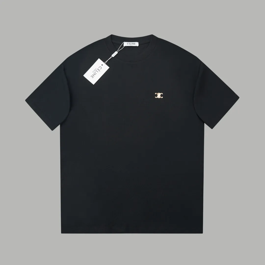 🅿️200 ✨CEL✨🆕25SS spring and summer new short-sleeved style, light luxury, a must-have item for daily commuting for men and women, correct version, welcome to compare, detailed features · 260g 100% pure cotton double yarn jersey fabric · Custom dyed in the same cylinder, special thickened 32 double-ply 1X1 threads · Double-needle stitching and cross-stitch technology · Original main mark, washed tag, brand moisture-proof paper packaging Color: white/black/grey Size: S/M/L/XL