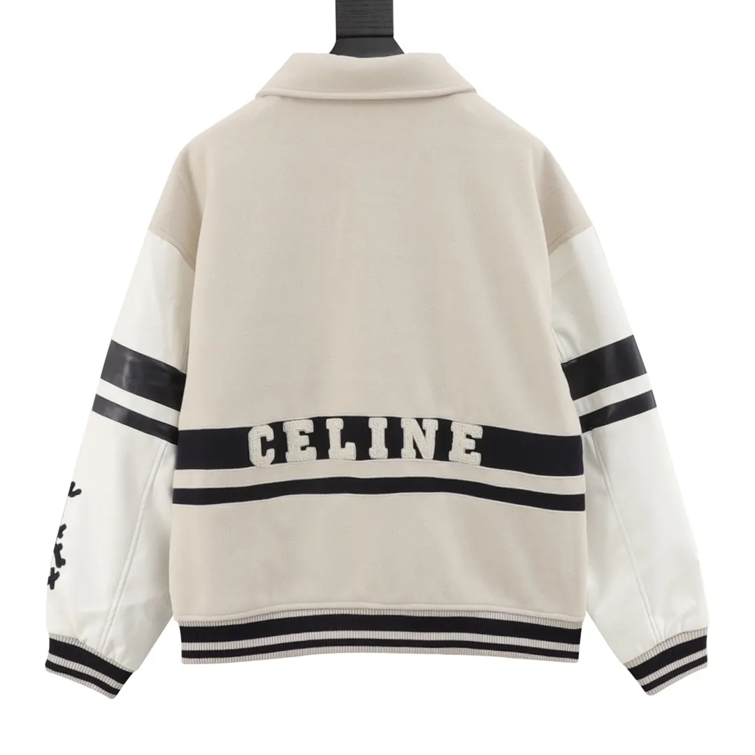 🅿️760 CELINE/Celine patchwork embroidered baseball jacket jacket Warm reminder: It is recommended to hand wash or dry clean! ! This year is particularly popular. Baseball uniform jackets are available at all levels on the market (you must compare the details). The most powerful quality control. Baseball uniforms have been produced and researched for 7 years. The details are exquisite. With it, you will be the most handsome boy in the world. The fully painted four-button buckle (button with LOGO), the fabric is customized for more than a month. It is not ready-made in the market. It is made of wool blend, custom-woven and dyed. It has high color fastness. It is recommended to hand wash or dry clean for the first time. "Custom-woven knitted rib at the hem", the lining is made of silky and delicate cupro fiber material, which can be worn directly next to the body. It is extremely comfortable, a heavyweight item, purchase version! Size：XS-L
