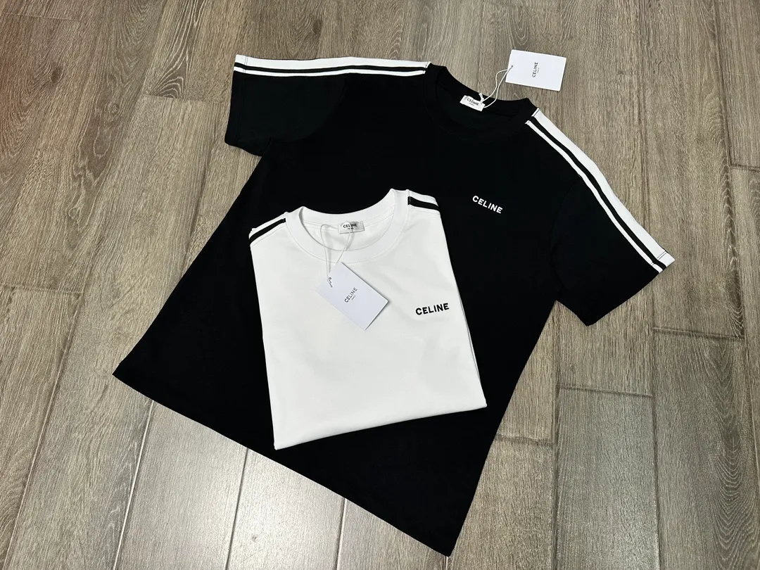 🅿️200 CELINE short-sleeved T-shirt Craftsmanship: Embroidery Color: Black White Size: S~XL Fabric: combed tight cotton cover 280g, soft to the touch, meticulous workmanship. The same loose fit for men and women!