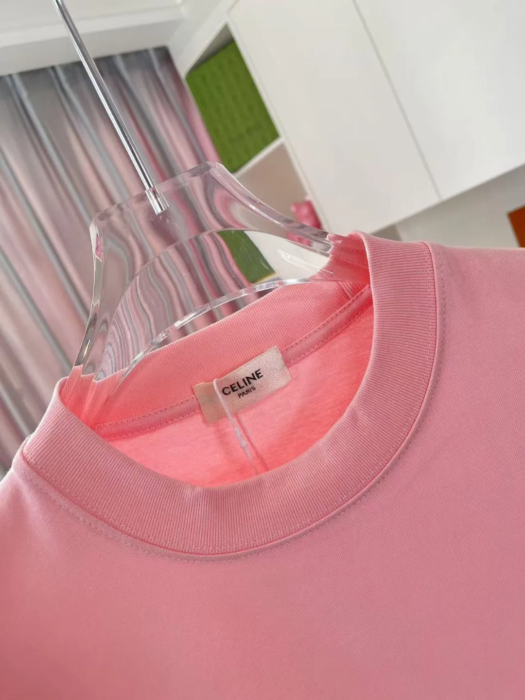 🅿️170 Celine 2025 summer new style personalized letter logo printing customized fabric 300g short-sleeved T-shirt for men and women size: S M L XL XXL five sizes color: black white pink sky blue