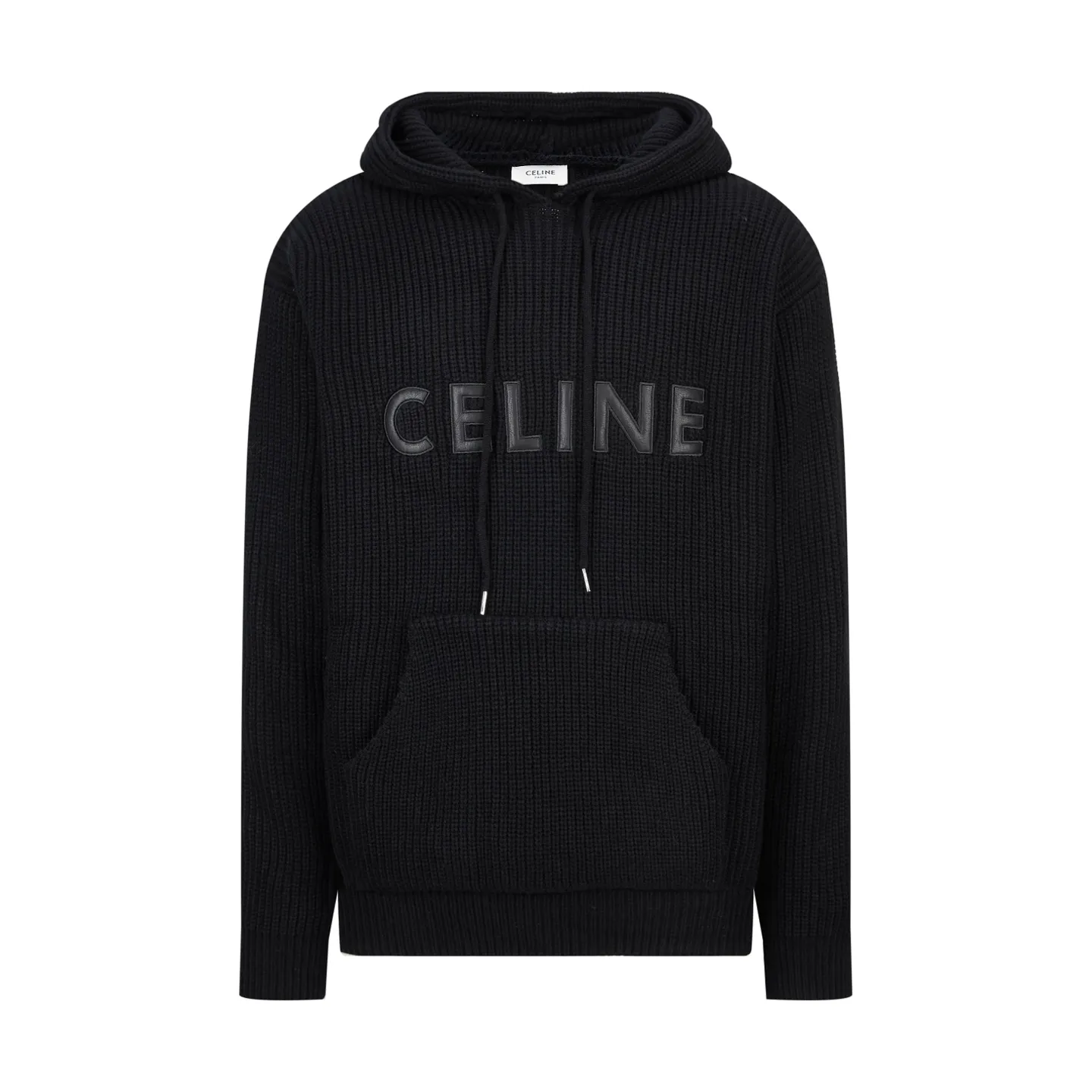 🅿️520 [Exclusive supply] Celine leather patch hooded sweater (black), originally purchased and developed for 15,000 yuan. The fabric is made of 55% merino wool fabric, which is blended with cotton yarn. The whole piece of clothing weighs about 1000 grams. The embroidery is made of patch embroidery, which is cut out of soft wool material, manually positioned and attached, and then wrapped in a circle of embroidery. Washing water removes impurities - drying at high temperature - adds hand feel. Electroplated tail clip with laser engraved brand logo. Size:S-M-L-XL