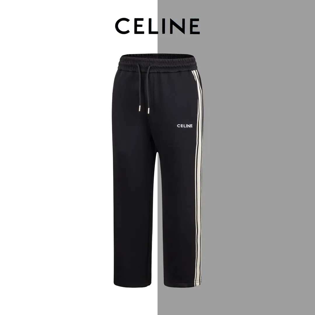 🅿️280 style number/G145 Celine small label letter embroidered beige webbing sweatpants CELINE official website consistent style Fabric: 450g high-weight premium composite fabrics, same color weaving and dyeing threads in the same cylinder, consistent color Three-dimensional and full small label embroidery ➕Jacquard ribbon Supporting: complete three labels Cardboard oil paper code sticker packaging High temperature pre-shrinking process before production will not shrink and deformation Imported machine professional plate production os version can be worn up to 200 pounds. The size is measured manually. The error of 2-3cm is normal. Color: black size: s m l xl