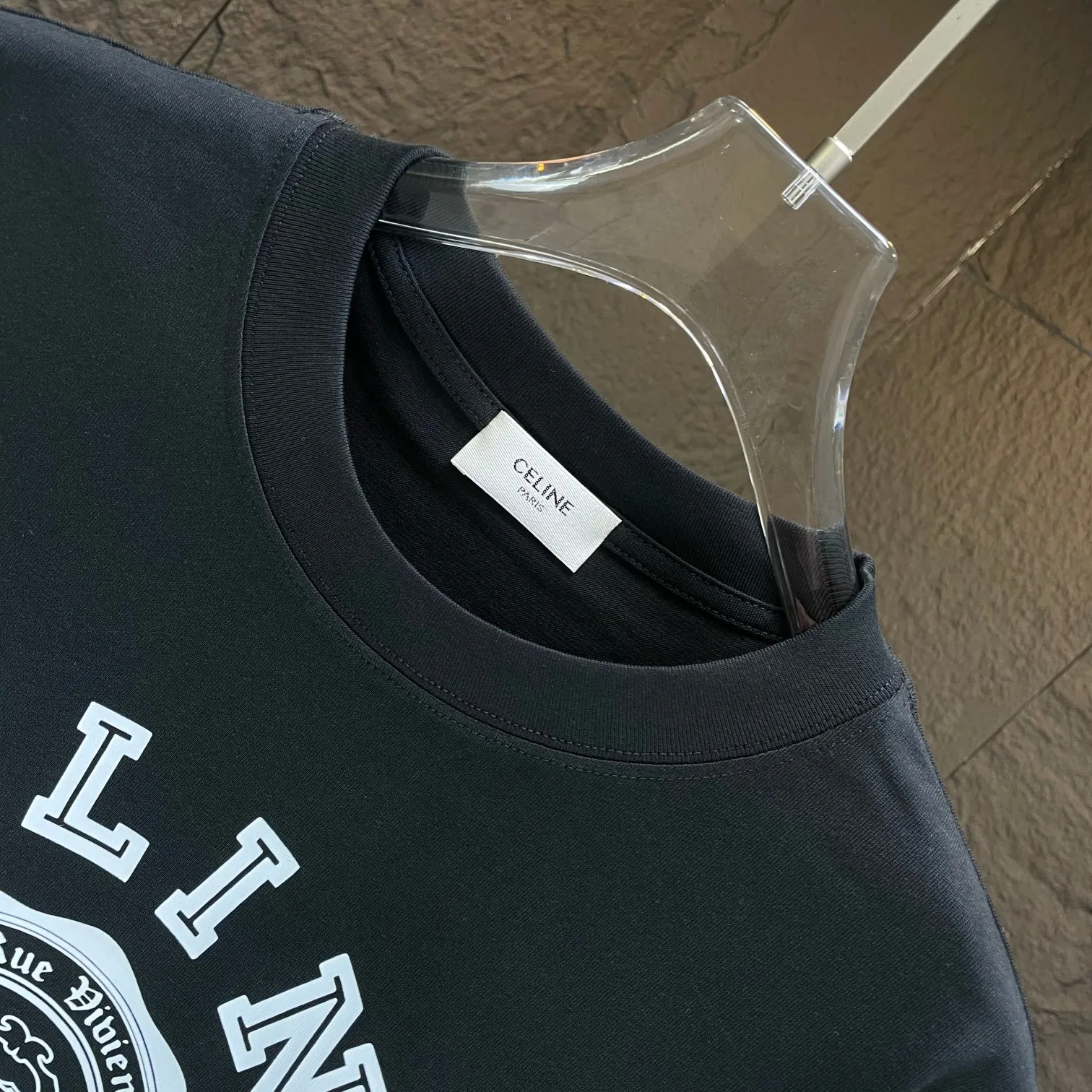 🅿️170 CELIN* 2025 spring and summer new short-sleeved T-shirt heavy cotton letter print color: black white code number: S M L XL XXL