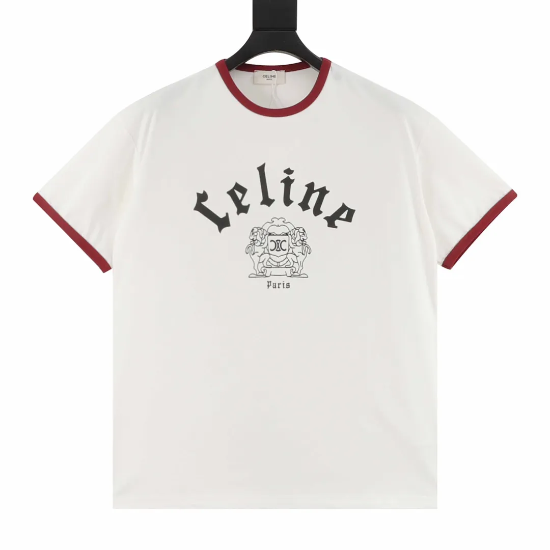 🅿️250 Celine letter logo short-sleeved T-shirt, complete with three labels, made of high-end Salona fabric, imported printed pattern on the front, very comfortable to the touch, OS drop shoulder version, fashionable and personalized, super versatile! The threaded neckline is not loose, the color is fixed at high temperature, and the through-shoulder strapping process is used. Unisex Size: XS-L
