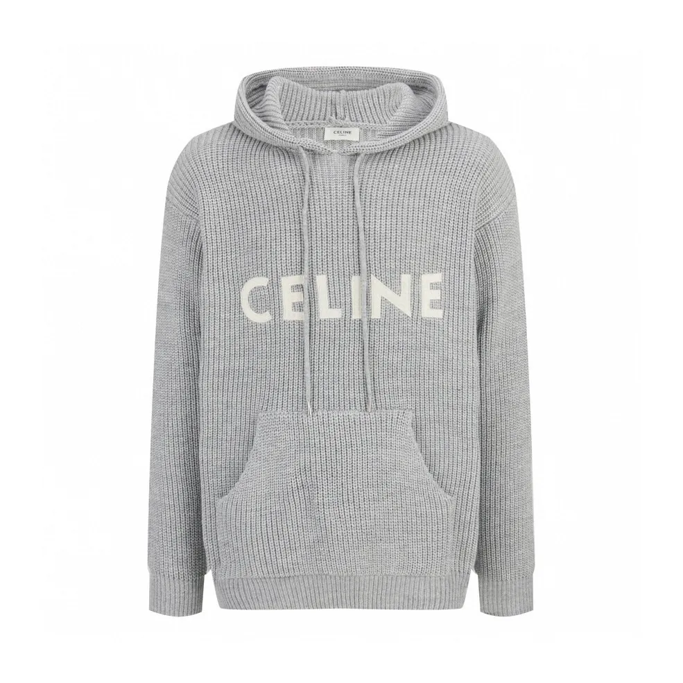 🅿️510 [Original quality] Celine 22FW patch hooded sweater (grey) The original version was purchased and developed for 12,500. The fabric is made of 75 wool 25 angora rabbit fur that is closest to the original version. It is made of customized expanded blended wool. The upper body is comfortable and soft, and the weight is 700 grams. It is made of imported Stoll weaving with clear texture and 7-needle double ingot stitching method. The imported thickened felt cloth on the front chest is embroidered with letters using laser embroidery technology. High-energy laser beams are used for fine cutting and embroidery on the fabric. The letter material is made of wool superfiber positioning laser embroidery, which combines the strength of wool. Natural softness and durability of microfiber, the laser beam is used to precisely embroider at designated positions to achieve a highly precise embroidery effect. The letters have smooth lines and clear edges. The felt must be washed after embroidery to make it fluffy and more coordinated with the clothes. Thin felt is used for embroidery on the market and cannot be washed. Customized letter engraved white alloy tail clip, custom-woven and dyed cotton textured round rope, complete three-label accessories, OS loose version design, different from the market version. Size:S-M-L-XL