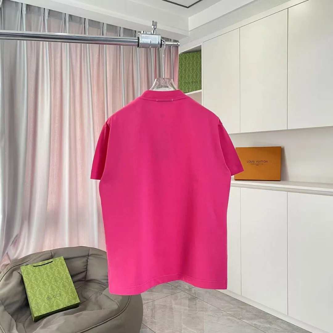 🅿️170 CHANE* Xiaoxiang 2025 autumn new style Double C letter logo printing short-sleeved T-shirt Customized fabric 300g Same style for men and women Size: S M L XL XXL five sizes Color: black white pink rose red