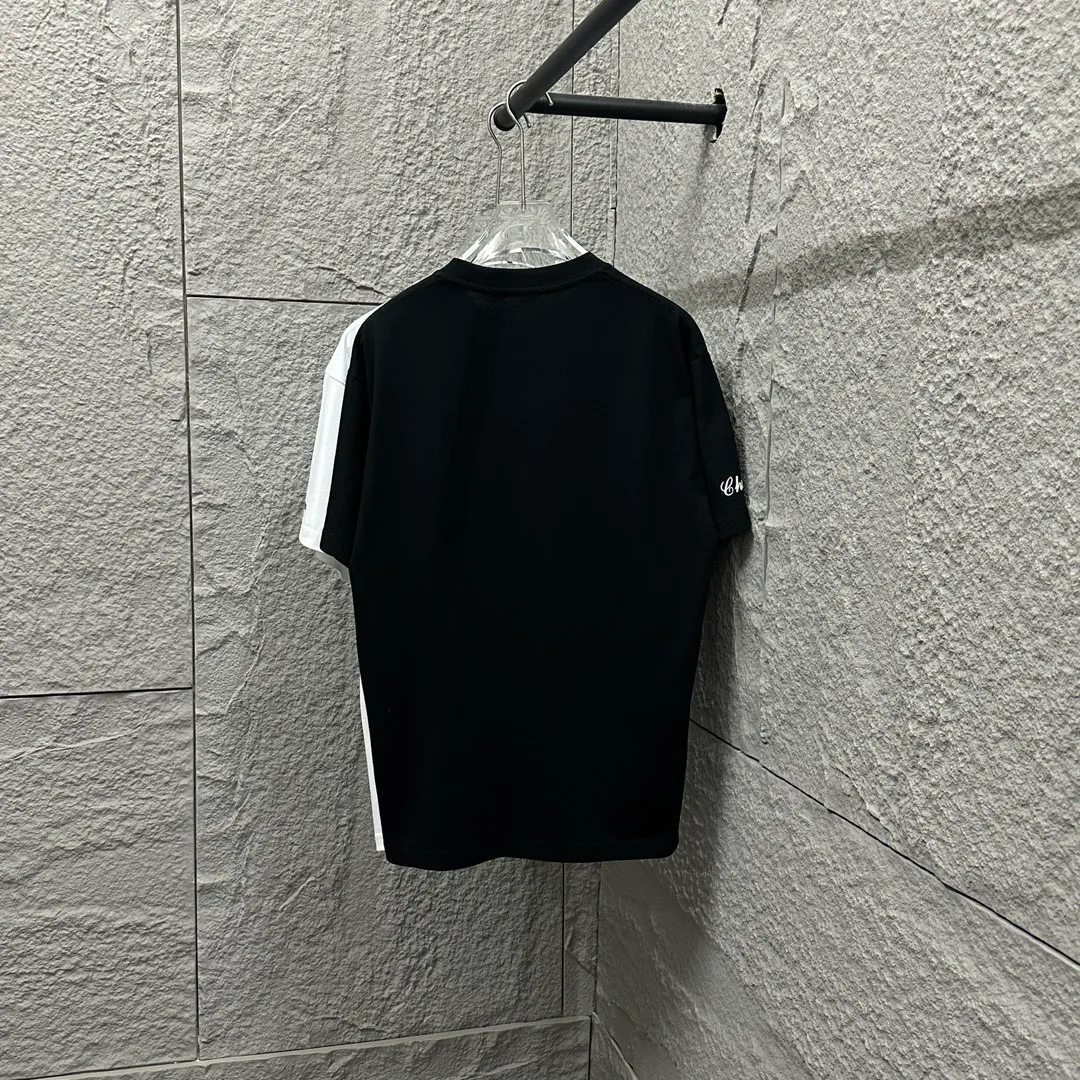 🅿️190 CHANE*Chanel*er 2025 spring and summer new style Classic bamboo letter embroidery Personalized three-dimensional silicone armband Customized double yarn plain cotton fabric Short-sleeved T-shirt Unisex Size: S (90-130 catties) M (120-150 catties) L (140-165 catties) XL (160-180 catties) XXL (180-210 pounds) Color: black white