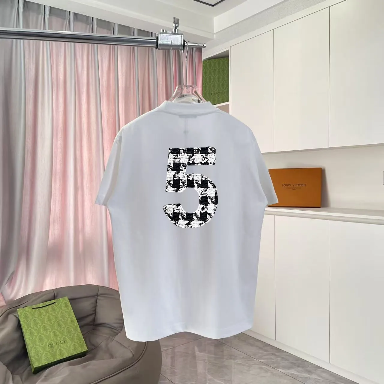 🅿️170 Chanel CHANEL2025 summer new style Double C letter logo printing short-sleeved T-shirt Customized fabric 300g Same style for men and women Size: S M L XL XXL Five codes Color: black white lake green purple