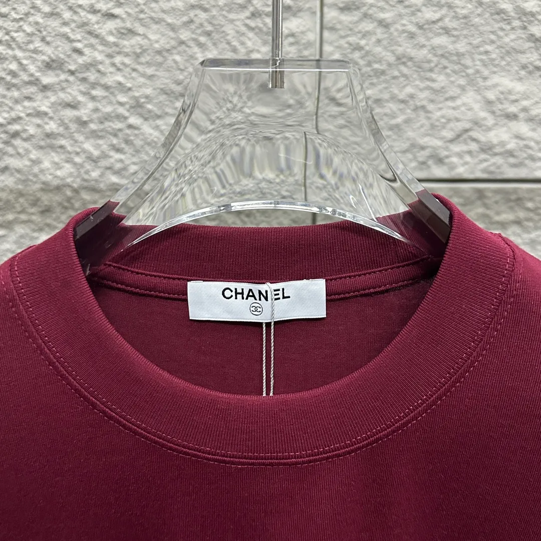 🅿️180 CHANE*Chanel*er 2025 spring and summer new style Classic color letter sign printing Customized double yarn plain cotton fabric Short-sleeved T-shirt Unisex Color: Black White Angora Red Size: S (90-130 pounds) M (120-150 pounds) L (140-165 pounds) XL (160-180 pounds) XXL (180-210 pounds)