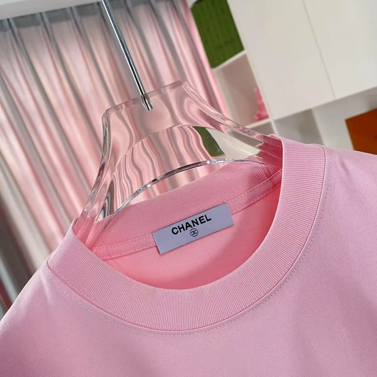 🅿️170 Chanel CHANEL 2025 summer new style Double C letter logo three-dimensional silicone printing short-sleeved T-shirt Customized fabric 300g Same style for men and women Size: S M L XL XXL five codes Color: black white pink sky blue