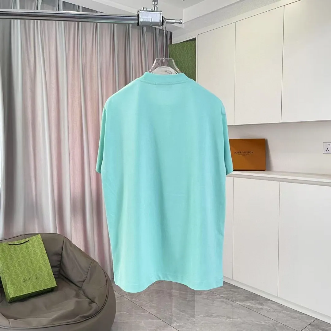 🅿️170 CHANE* Xiaoxiang 2025 autumn new style Double C letter logo printing short-sleeved T-shirt Customized fabric 300g Same style for men and women Size: S M L XL XXL five sizes Color: black white lake green pink