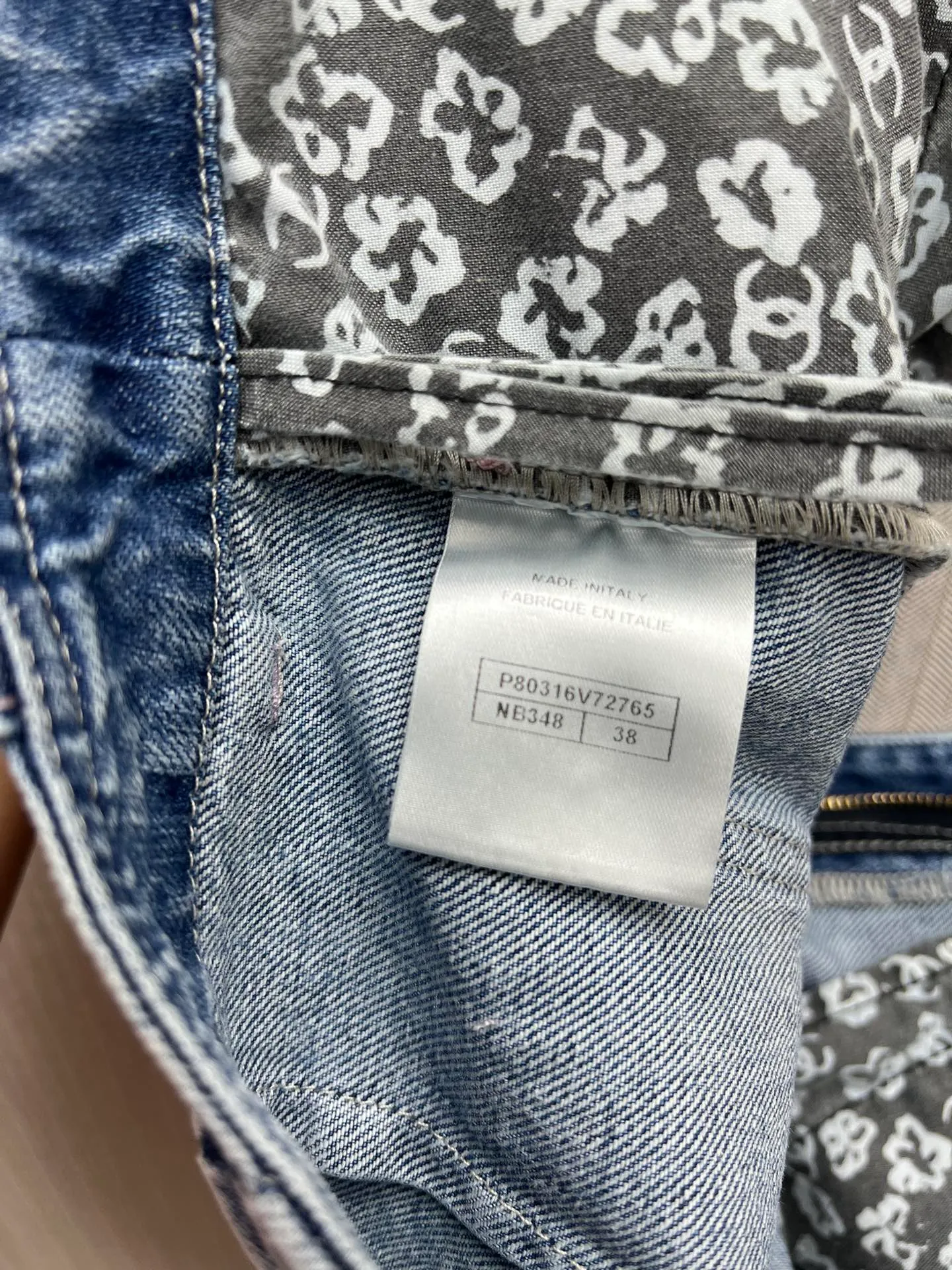 🅿️480 Chanel 25ss new autumn and winter series jeans printed washed denim blue high version code number: 36.38.40.