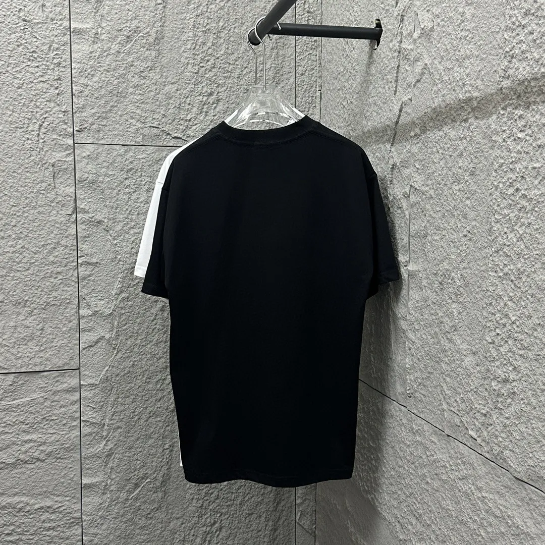 🅿️180 CHANE*Chanel*er 2025 spring and summer new style Classic letter totem Three-dimensional flocking technology Customized double yarn plain cotton fabric Short-sleeved T-shirt Uniform style for men and women Color: black white Size: S (90-130 pounds) M (120-150 pounds) L (140-165 pounds) XL (160-180 pounds) XXL (180-210 pounds)