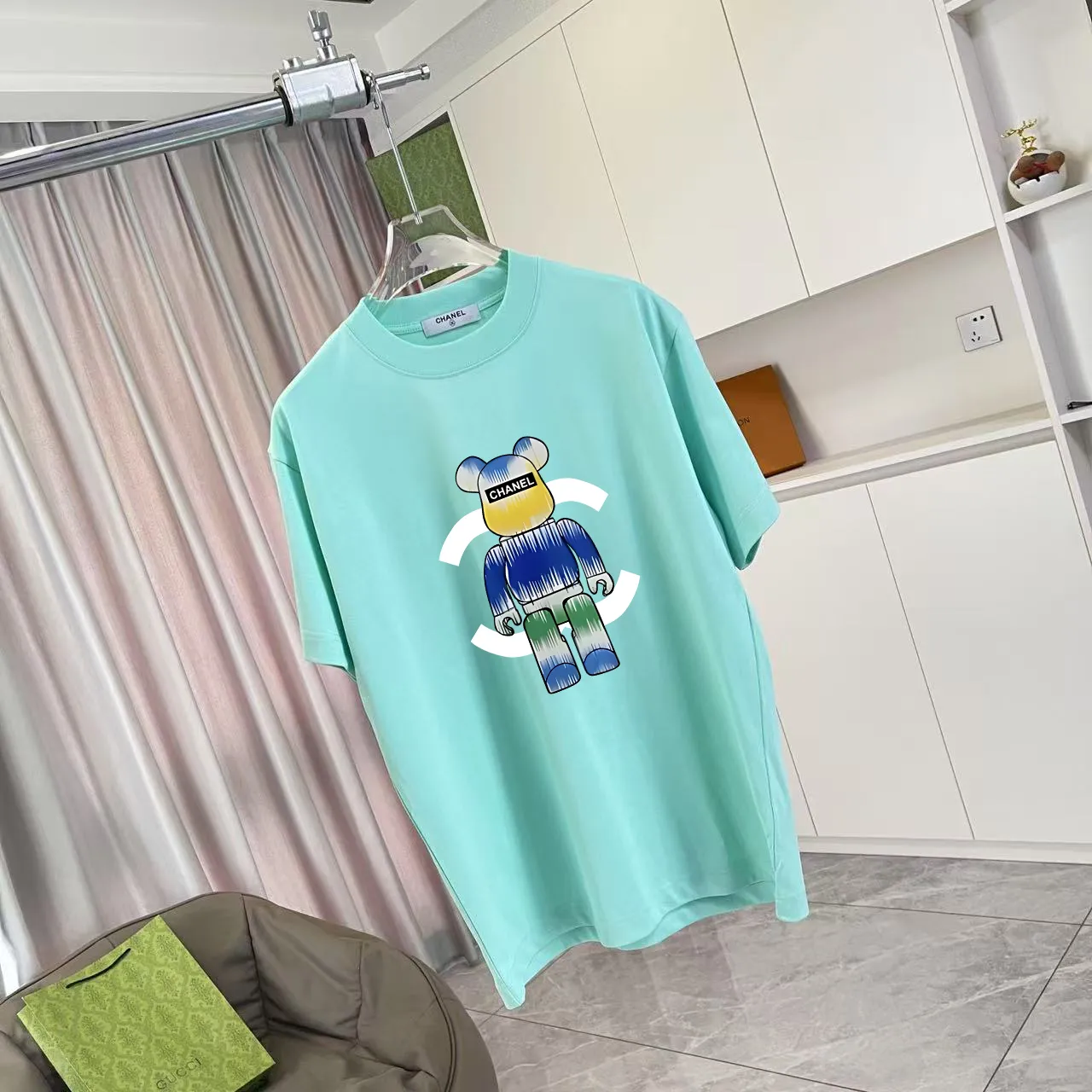 🅿️170 Chanel CHANEL2025 summer new style Double C letter logo printing short-sleeved T-shirt Customized fabric 300g Same style for men and women Size: S M L XL XXL Five codes Color: black white lake green purple