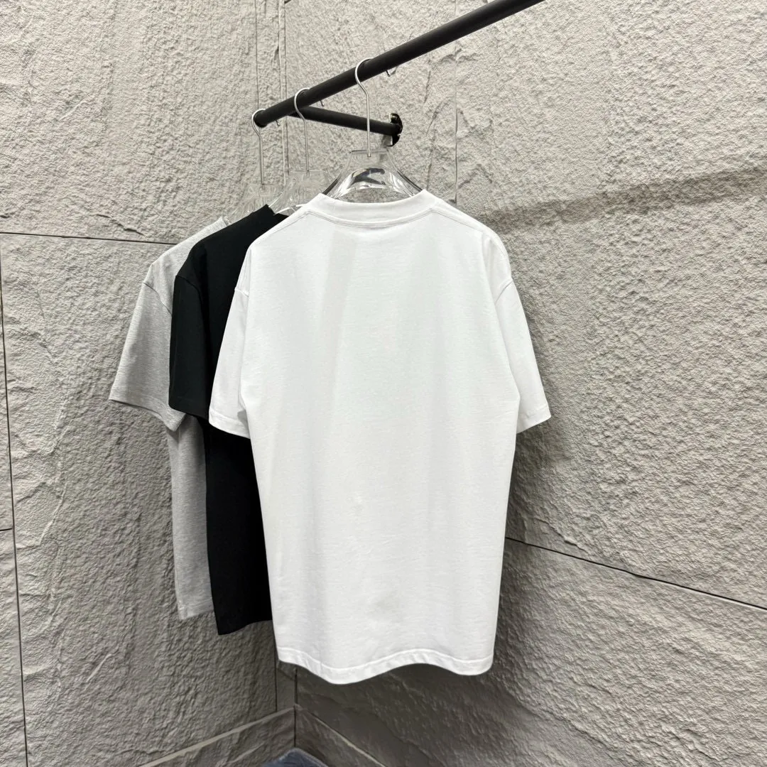 🅿️180 CHANE*Chanel*er 2025 spring and summer new style, classic letter small embroidery, customized double yarn plain cotton fabric, short-sleeved T-shirt, same style for men and women. Size: S (90-130 catties) M (120-150 catties) L (140-165 catties) XL (160-180 catties) XXL (180-210 catties) Color: black white
