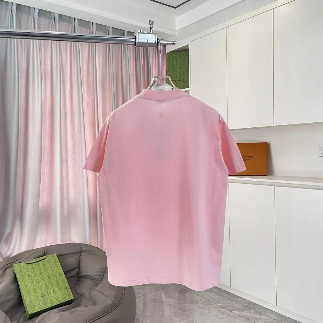🅿️170 CHANE* Xiaoxiang 2025 Autumn New Style Double C Letter Logo Print Short Sleeve T-shirt Customized Fabric 300g Same Style for Men and Women Size: S M L XL XXL Five Codes Color: Black White Pink