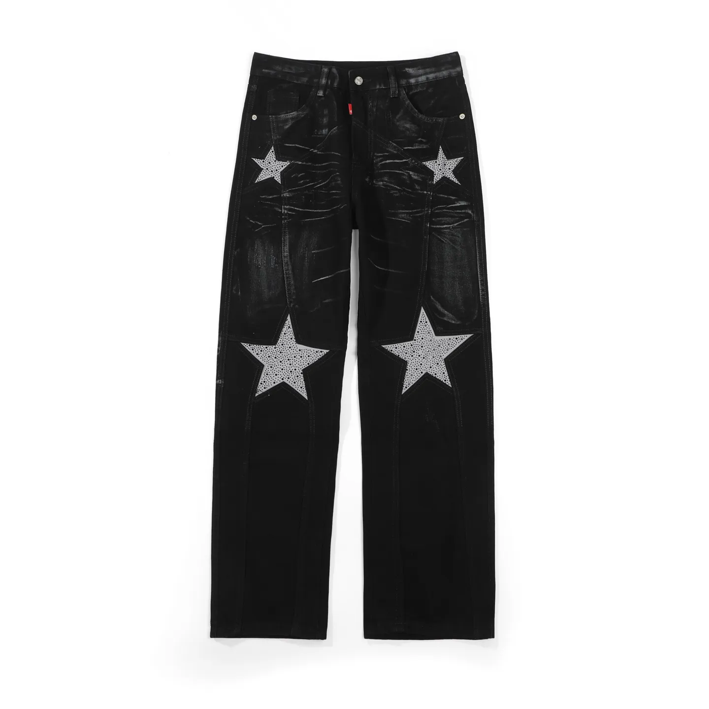 P240 DSQUARED 2 SS25 Nicholas Tse's same five-pointed star rhinestone wash mid-rise straight jeans for men and women. Top ceiling quality. Styles with different wash textures, very friendly to people with thin legs and thick legs. The straight and slim version is very flattering to the leg shape. Moderate length that never goes out of style, easy to match with casually, basic styling for various styles, a must-have in the wardrobe! The fabric is stiff but also makes the upper body soft without losing texture. The washing process is even more perfect. It is a must-have item for everyone! ! ! Washed wheat, hang tag, pants label, three labels complete Color: black Size: 28-36