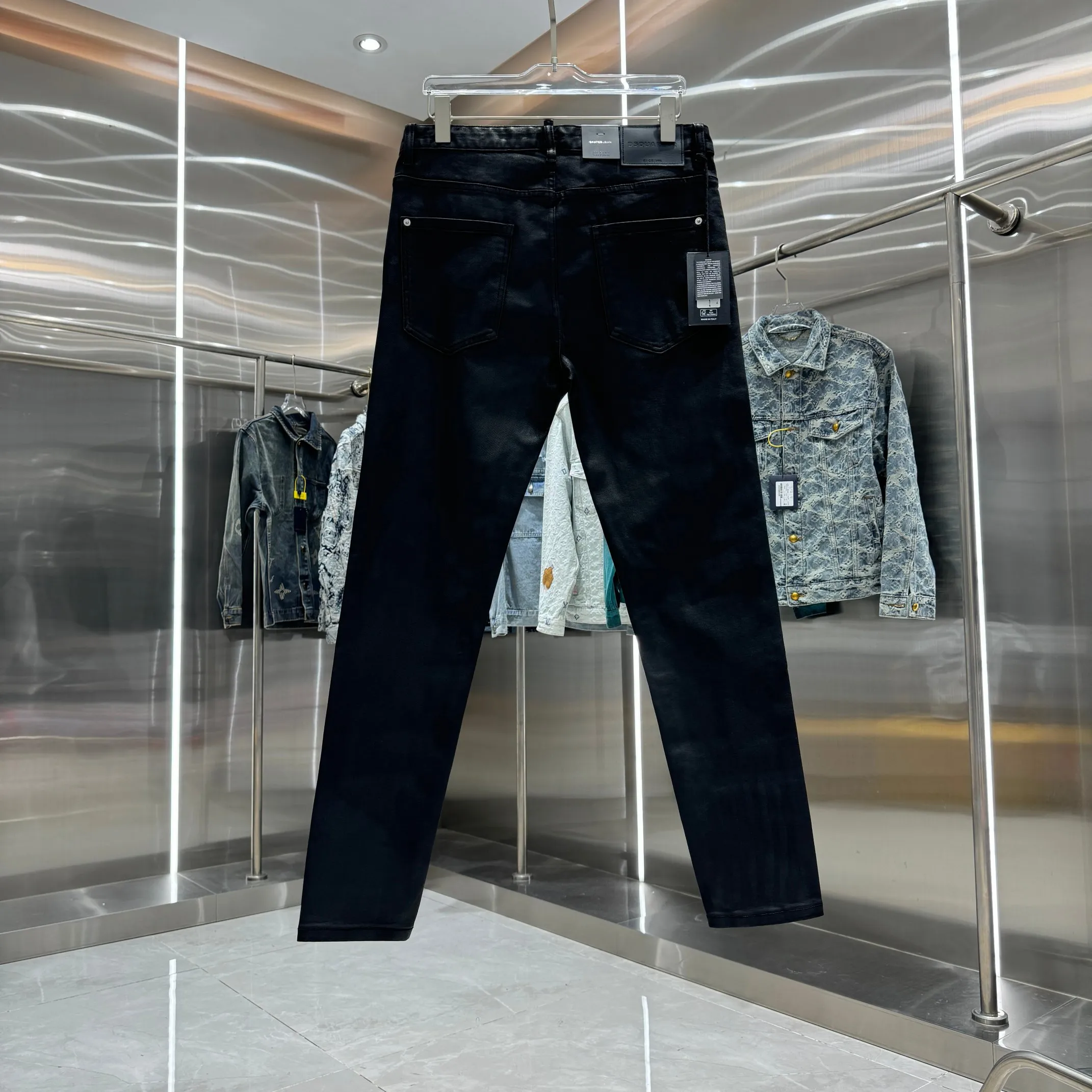P300 DSQUARED2 Heavy-duty washed craft street fashion slim fit stretch jeans Color Black Size 30 32 34 36 38 40