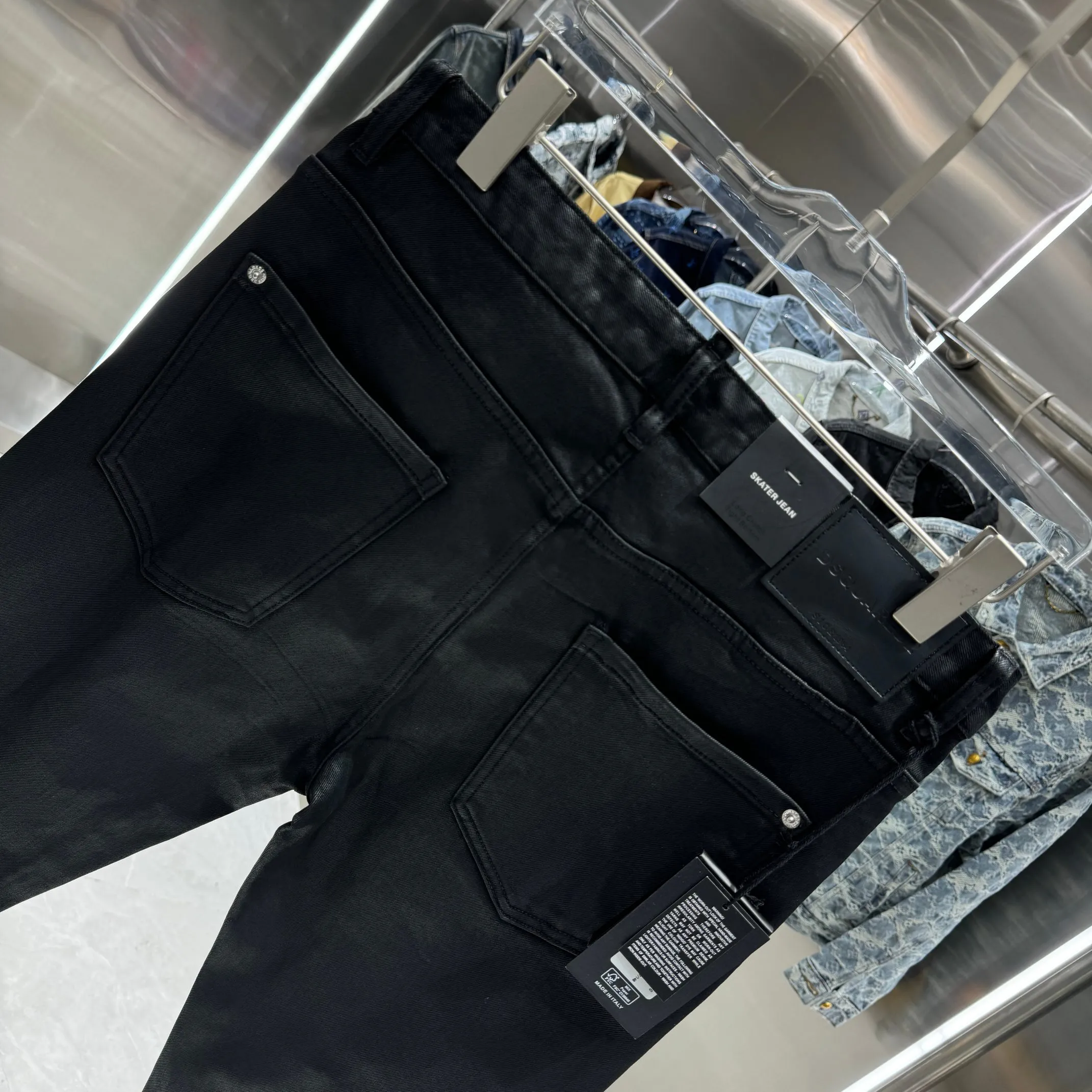 P300 DSQUARED2 Heavy-duty washed craft street fashion slim fit stretch jeans Color Black Size 30 32 34 36 38 40
