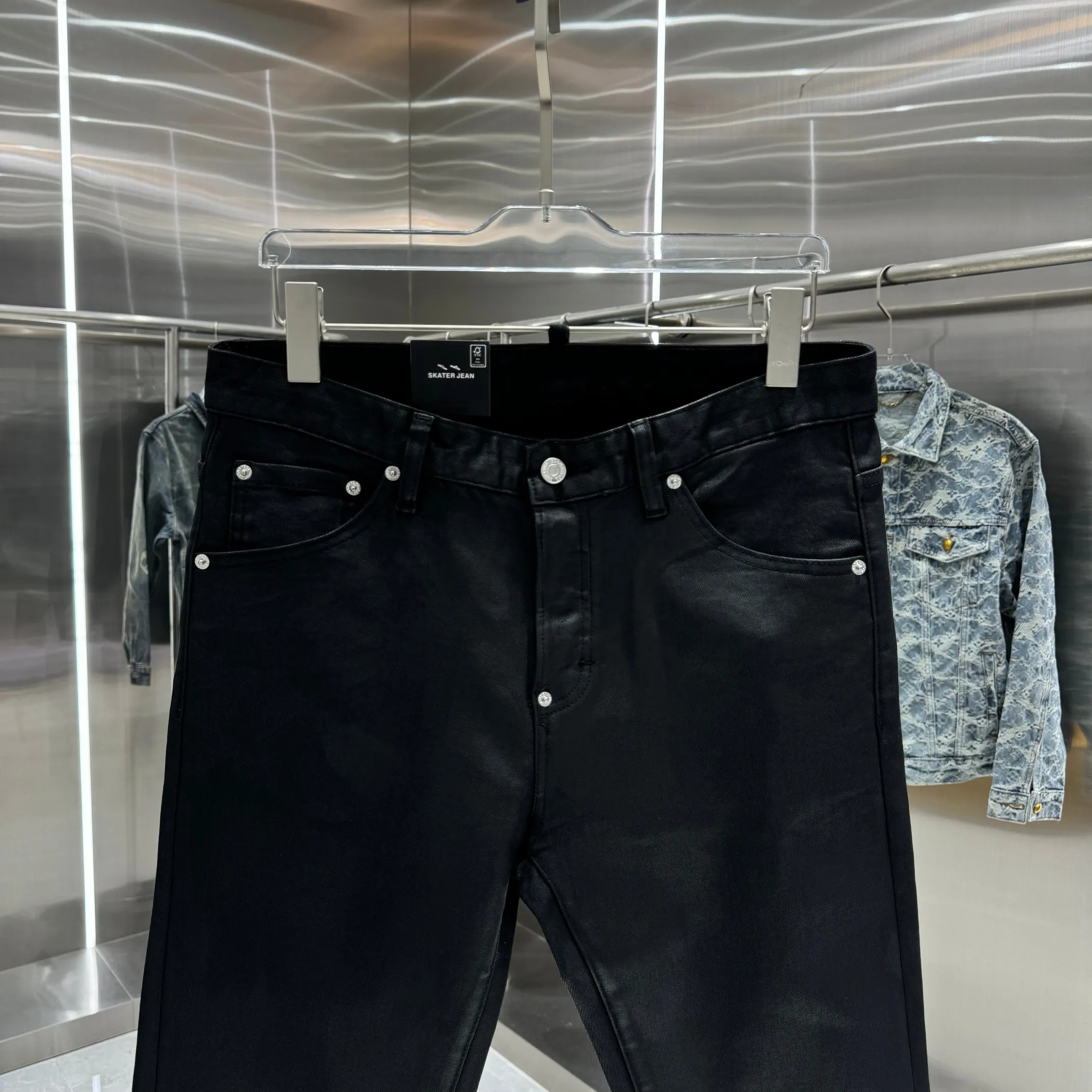 P300 DSQUARED2 Heavy-duty washed craft street fashion slim fit stretch jeans Color Black Size 30 32 34 36 38 40