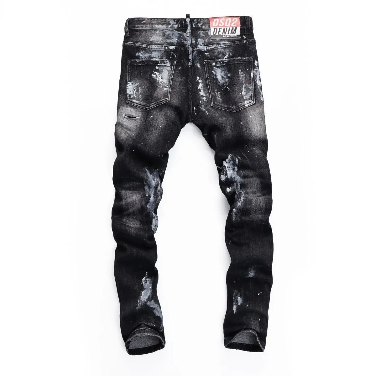P186 💰 D2 new embroidered men's ripped trendy jeans, elastic personalized patches, slim fit, beggar's pants with small feet, top-quality materials, super soft high cotton washed denim fabric, each piece of washed denim fabric costs up to three times more than the conventional process. The touch is extremely delicate and the texture is very good. The whole body is simple and elegant. The back pocket of the trousers uses high-end direct injection technology. It is extremely exquisite. Full marks for details. Color: Picture color Size: 30-22-34-36 (corresponding to M-L-XL-XXL)