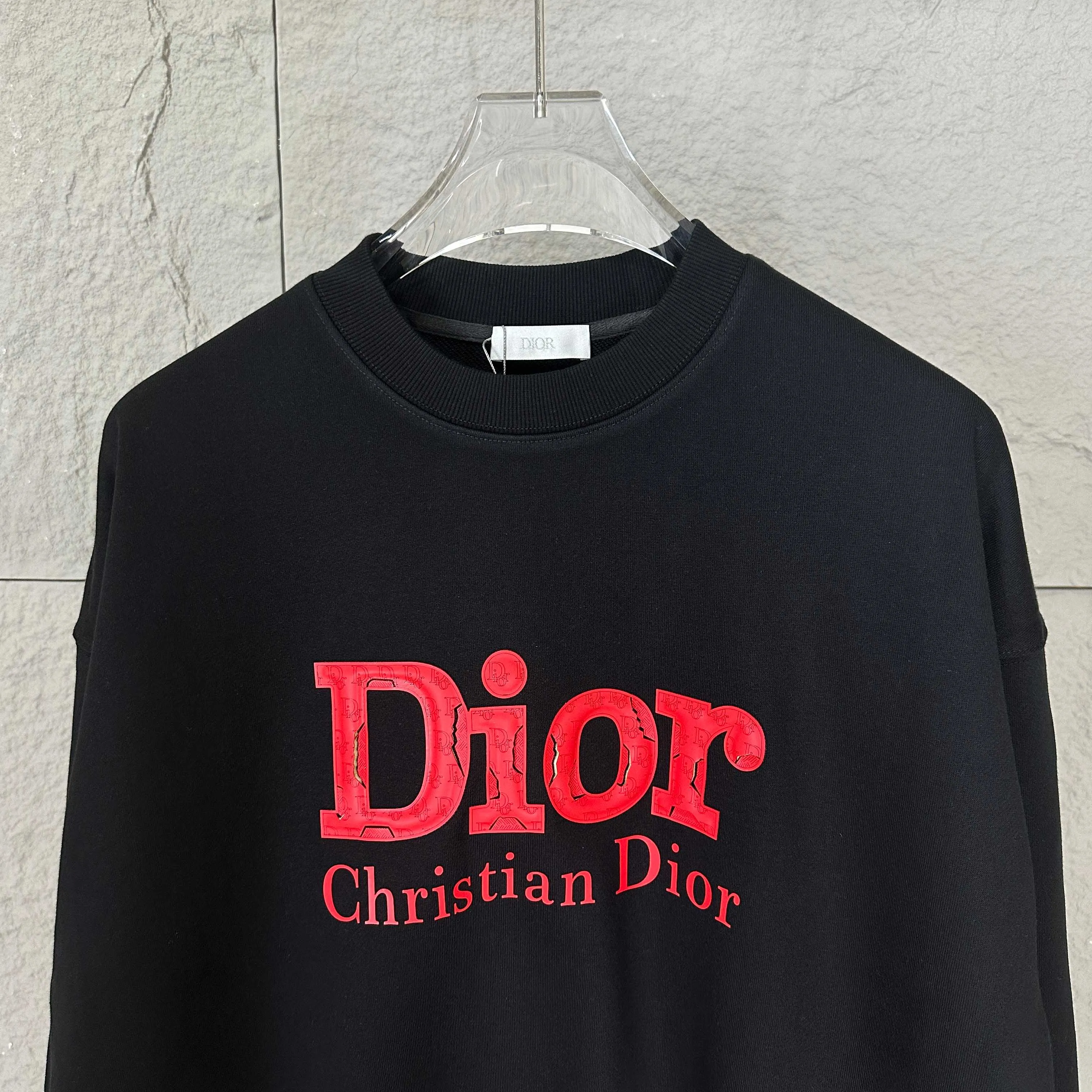 🅿️250 Dio* Christian Dior 2025 early autumn and winter new style Classic letter thick plate three-dimensional silicone burst sponge technology Simple and elegant Customized terry fabric Long-sleeved sweatshirt Unisex Color: Black White Size: S (90-130 pounds) M (120-150 pounds) L (140-165 pounds) XL (160-180 pounds) XXL (180-210 pounds)