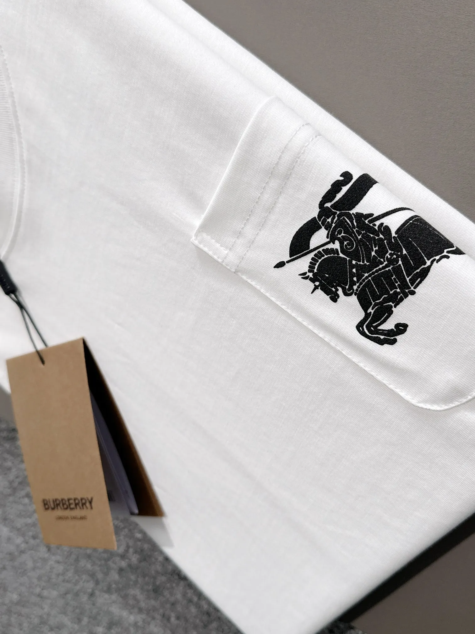 🅿️170 (arrives the next day) Dior 2025 new style chest pocket flocked war horse logo flocked stripe decoration same style for men and women short-sleeved T-shirt ·Customized 260g 100% double yarn pure cotton fabric ·Custom dyed 32 counts double thread ·Collar tag, main mark and three labels complete Color: White Size: XS S M L