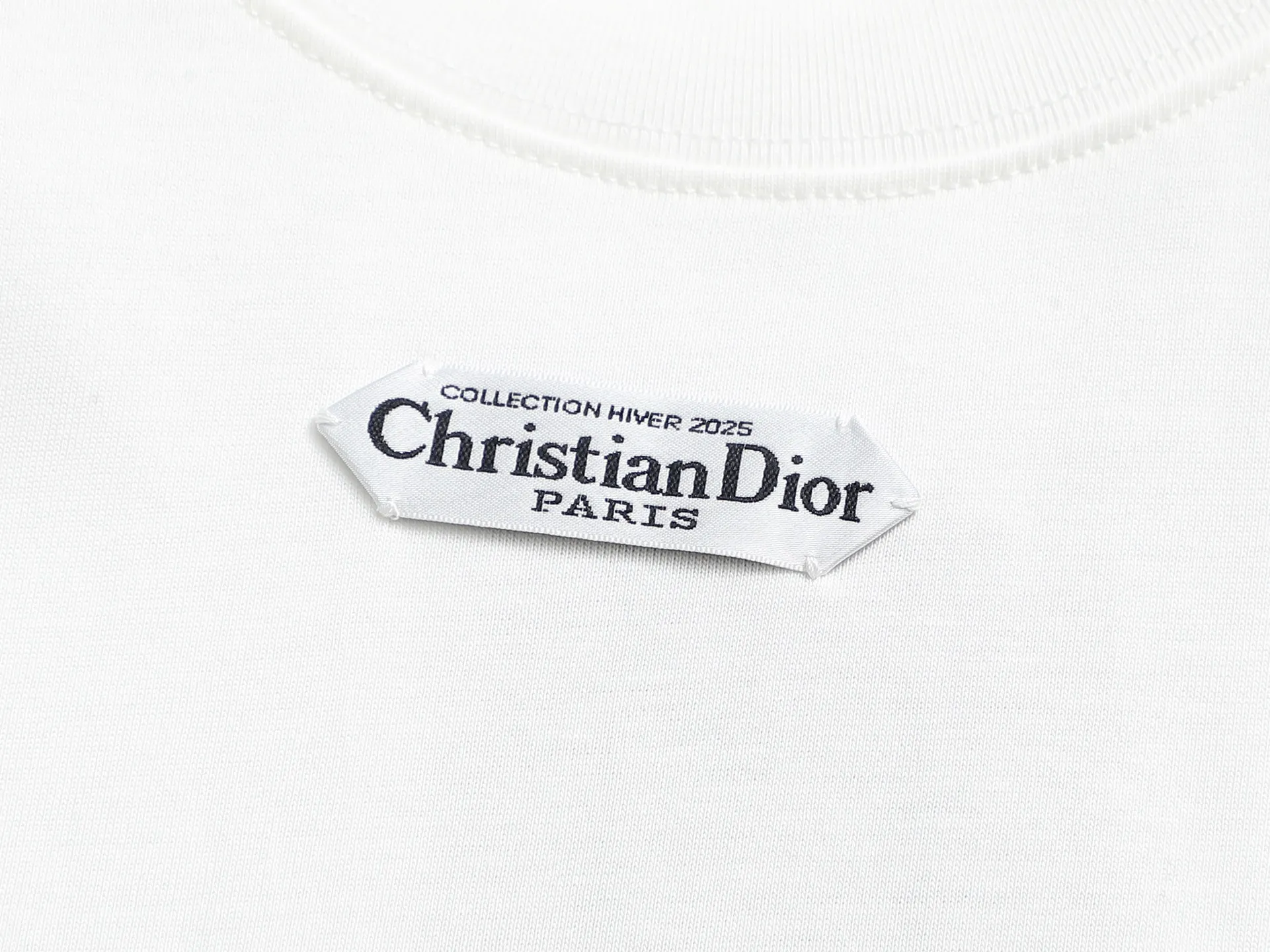 🅿️170 Dior 260g round neck short-sleeved T-shirt, simple towel color block embroidered small label LOGO light luxury design, official synchronization, high version, high quality, fashionable personality, versatile trend, pure original quality, original fabric, tag, collar label, washed wheat, three labels complete, color: black, white, size: XS-L