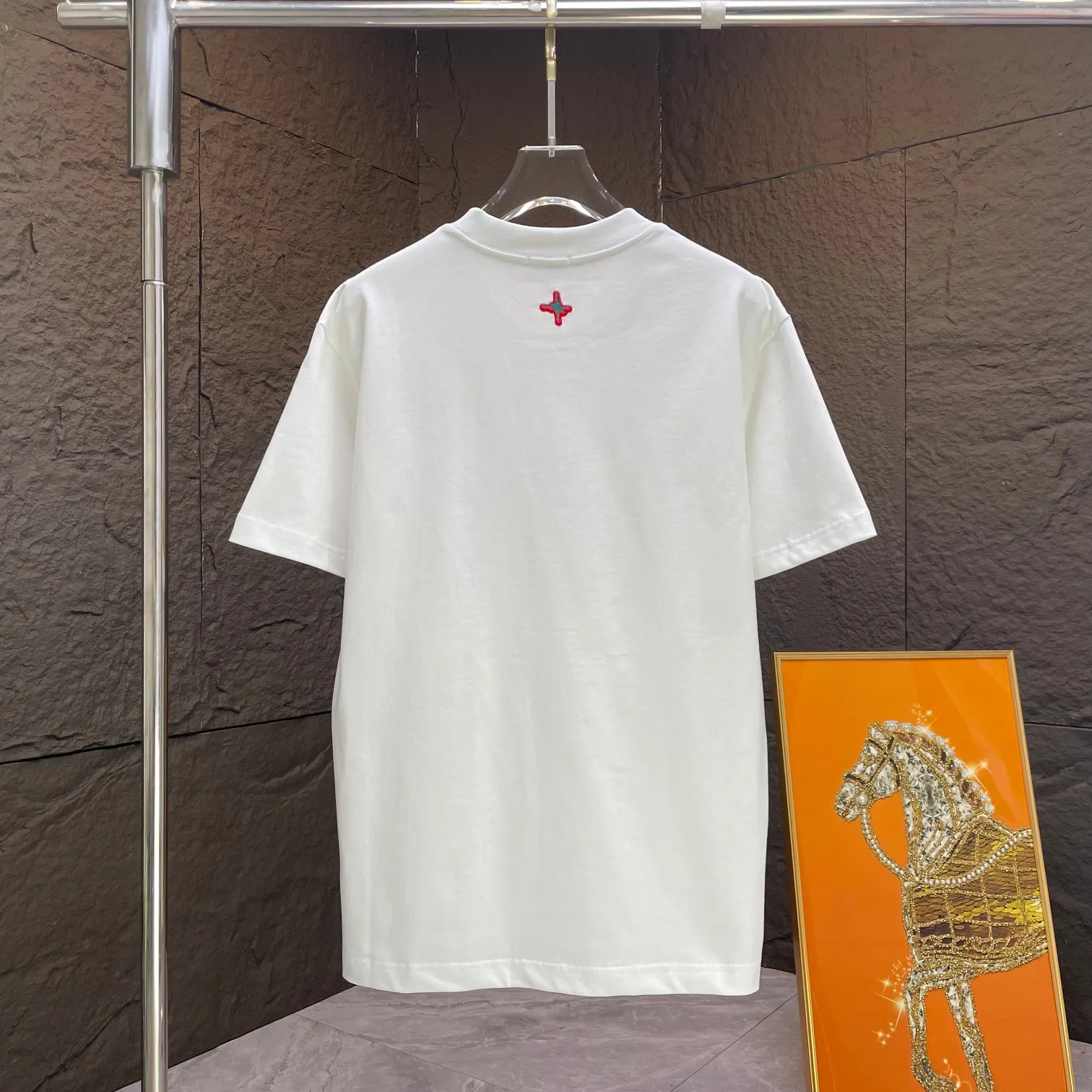 🅿️190 Dio* Dior* 2025 spring and summer new short-sleeved T-shirt Heavy cotton letter logo embroidery Color: black white Size: S M L XL XXL