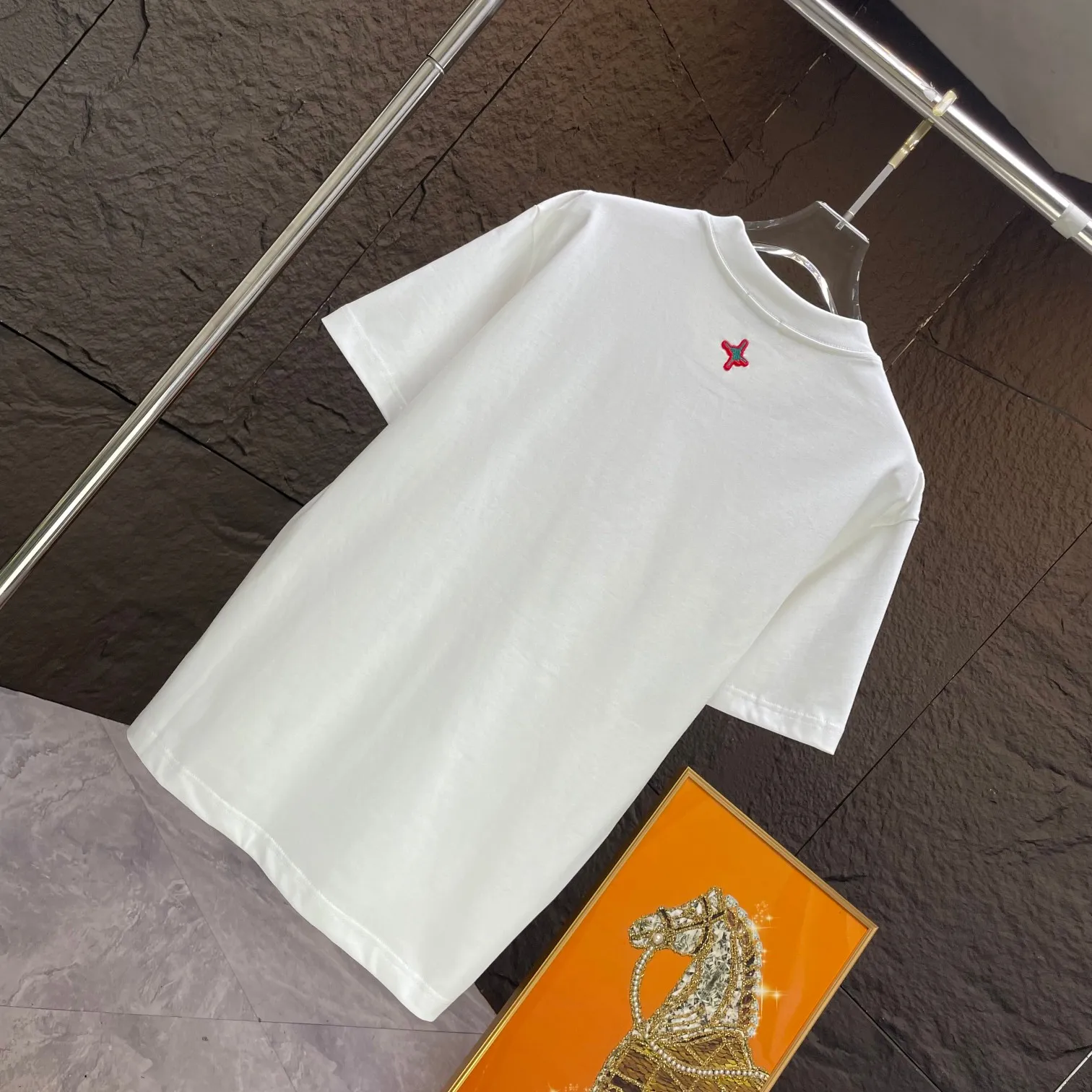 🅿️190 Dio* Dior* 2025 spring and summer new short-sleeved T-shirt Heavy cotton letter logo embroidery Color: black white Size: S M L XL XXL