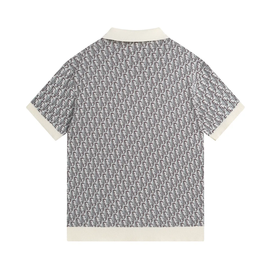 🅿️210 Correct version of high-quality DI*R CD2024SS spring and summer new old flower full-print letter lapel short-sleeved knitted POLO shirt. This knitted polo shirt features the classic Oblique print. Crafted from cotton jacquard in a straight fit, button fastening and ribbed details enhance the sophistication. Can be matched with various styles to show your personality. Same style for men and women! Three colors SIZE:XS-L
