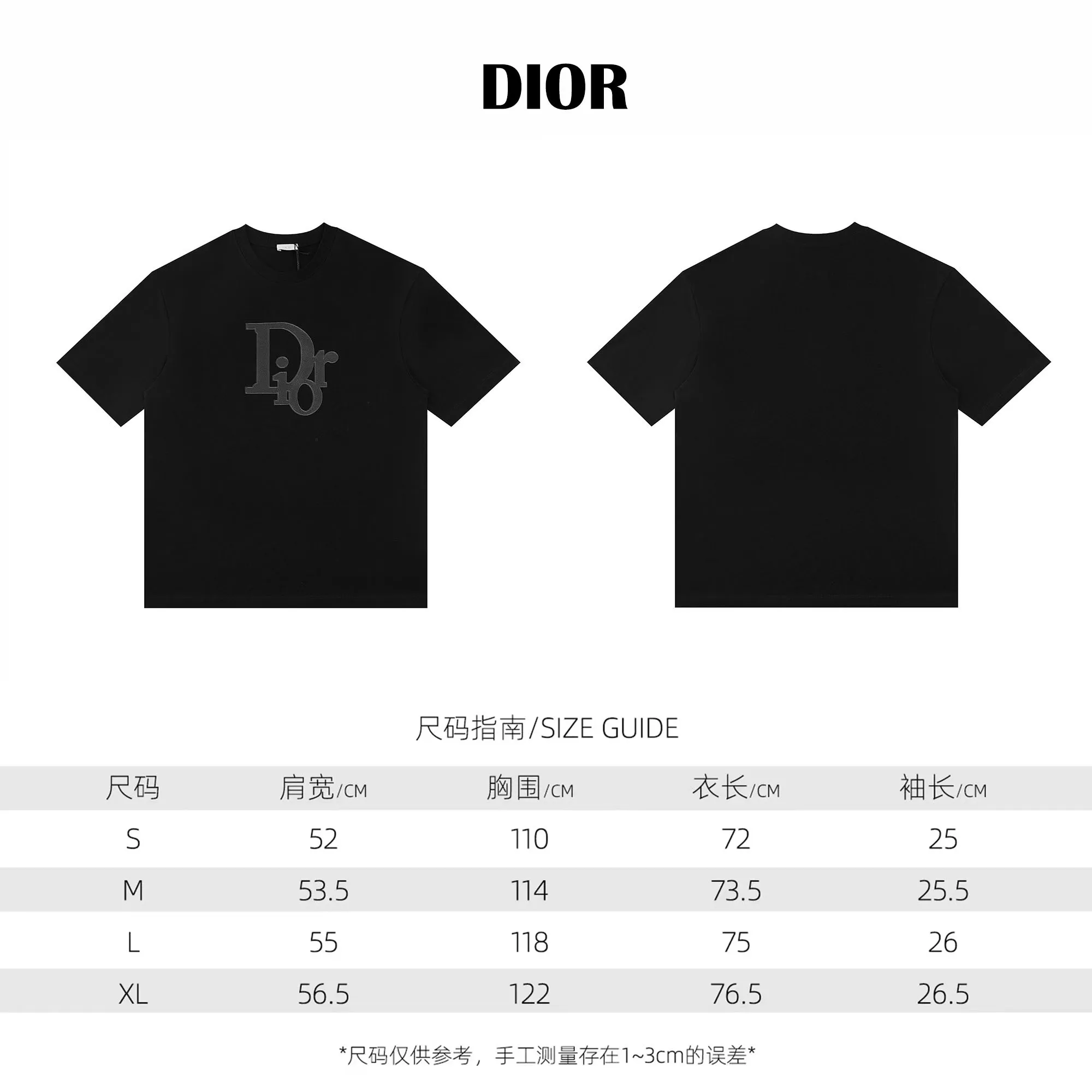 🅿️146 Style: 2026 new DIOR short-sleeved T-shirt Material: High version 300g double yarn combed cotton Size: S～XL Color: Black Style number: F3017