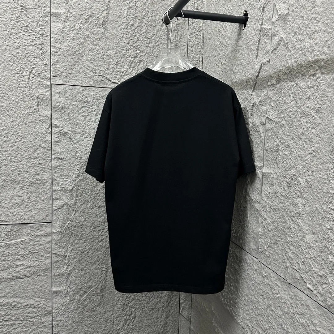 🅿️180 Dio*Dior 2025 spring and summer new style Classic orange letter flocking technology Customized double yarn plain cotton fabric Short-sleeved T-shirt Uniform for men and women Color: black white Size: S (90-130 catties) M (120-150 catties) L (140-165 catties) XL (160-180 catties) XXL (180-210 pounds)