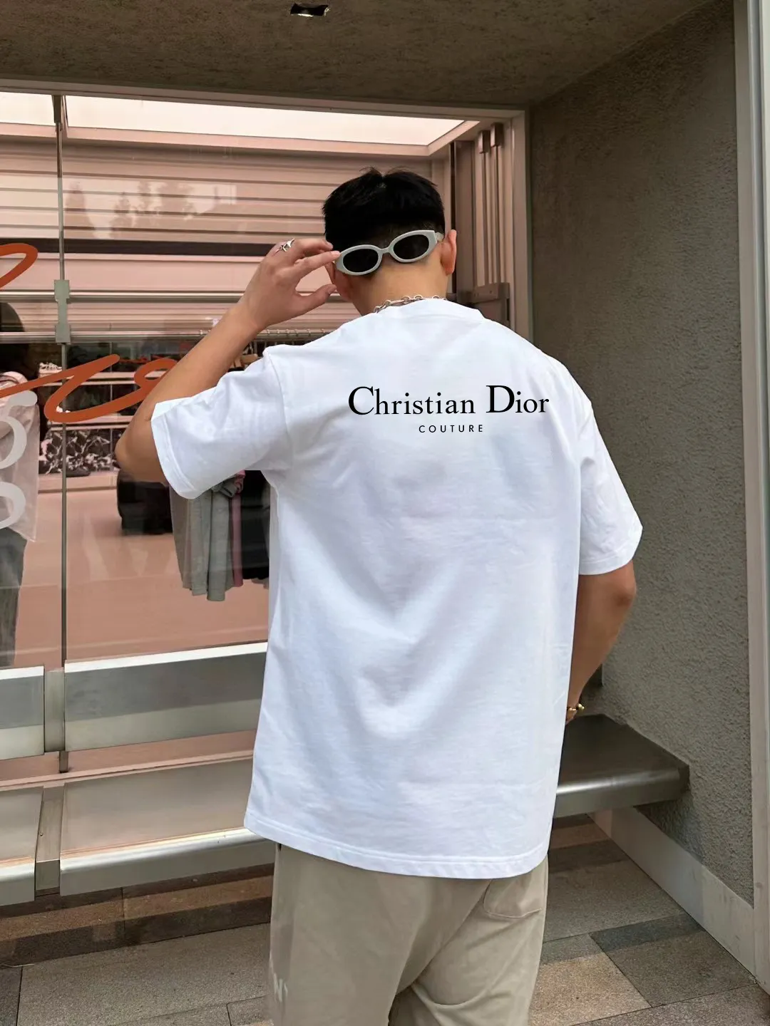 🅿️170 [DIOR Dior] 2025FW short-sleeved T-shirt LOGO printing High-end 26s double yarn 300g fabric Heavy fabric Customized frame ribbing in the same cylinder and dyeing Complete three standards Same style for men and women Color: Black White Size: S M L XL 2XL