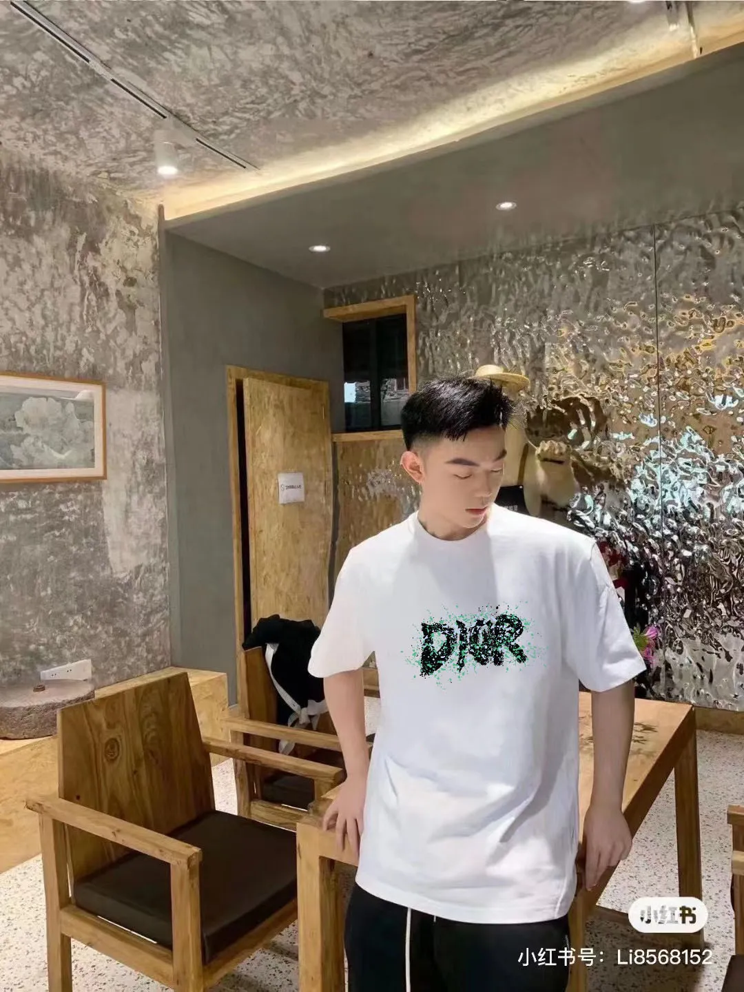 🅿️170 [DIOR Dior] 2025FW short-sleeved T-shirt LOGO printing High-end 26s double yarn 300g fabric Heavy fabric Customized frame ribbing in the same cylinder and dyeing Complete three standards Same style for men and women Color: Black White Size: S M L XL 2XL