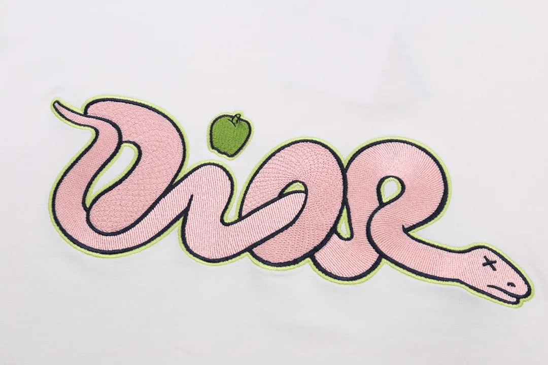 🅿️210 High-quality new DIOR-Dior-25 new Year of the Snake co-branded smudge-dyed snake letter embroidery logo on the chest short-sleeved T-shirt Size: XS-L