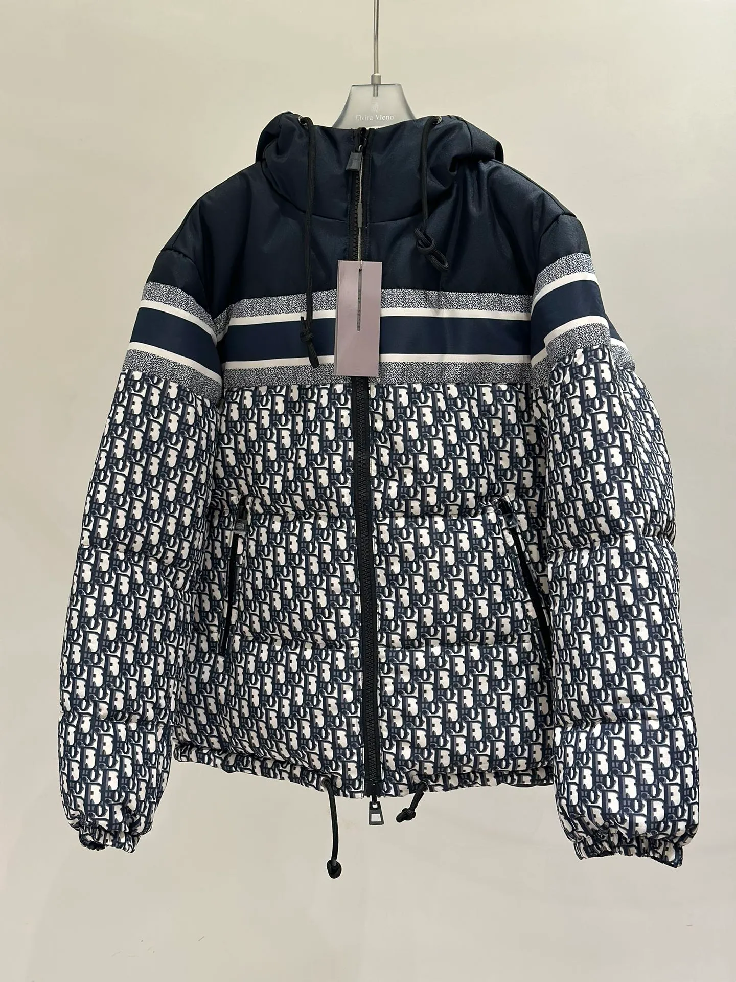🅿️980 Packing Down jacket front hanging real shot # Di*r/Dior classic houndstooth all over print reversible down jacket/down vest