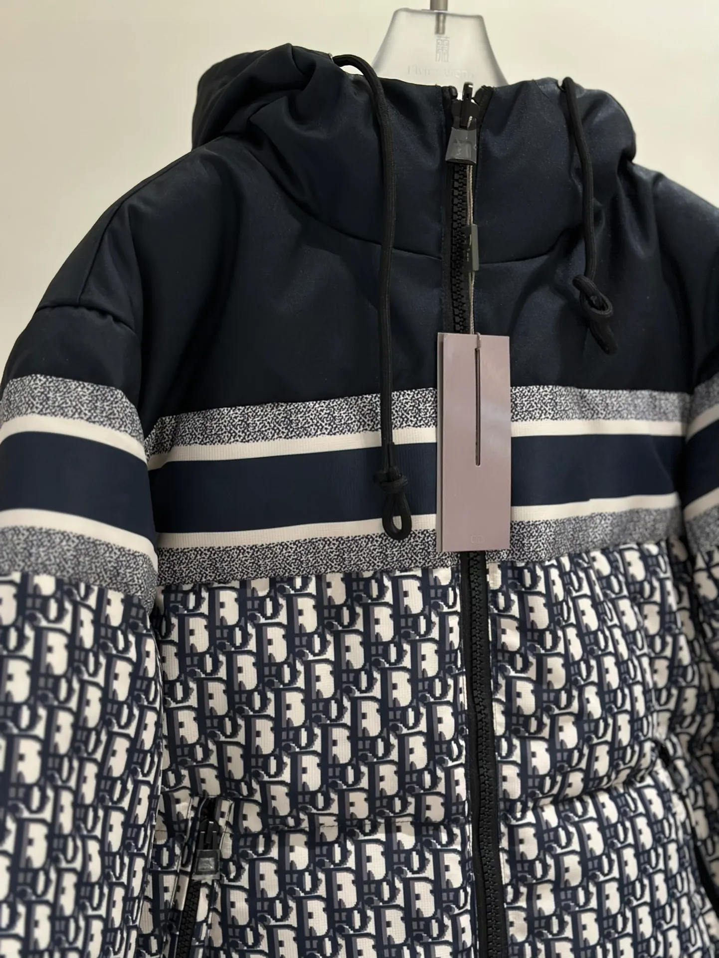 🅿️980 Packing Down jacket front hanging real shot # Di*r/Dior classic houndstooth all over print reversible down jacket/down vest
