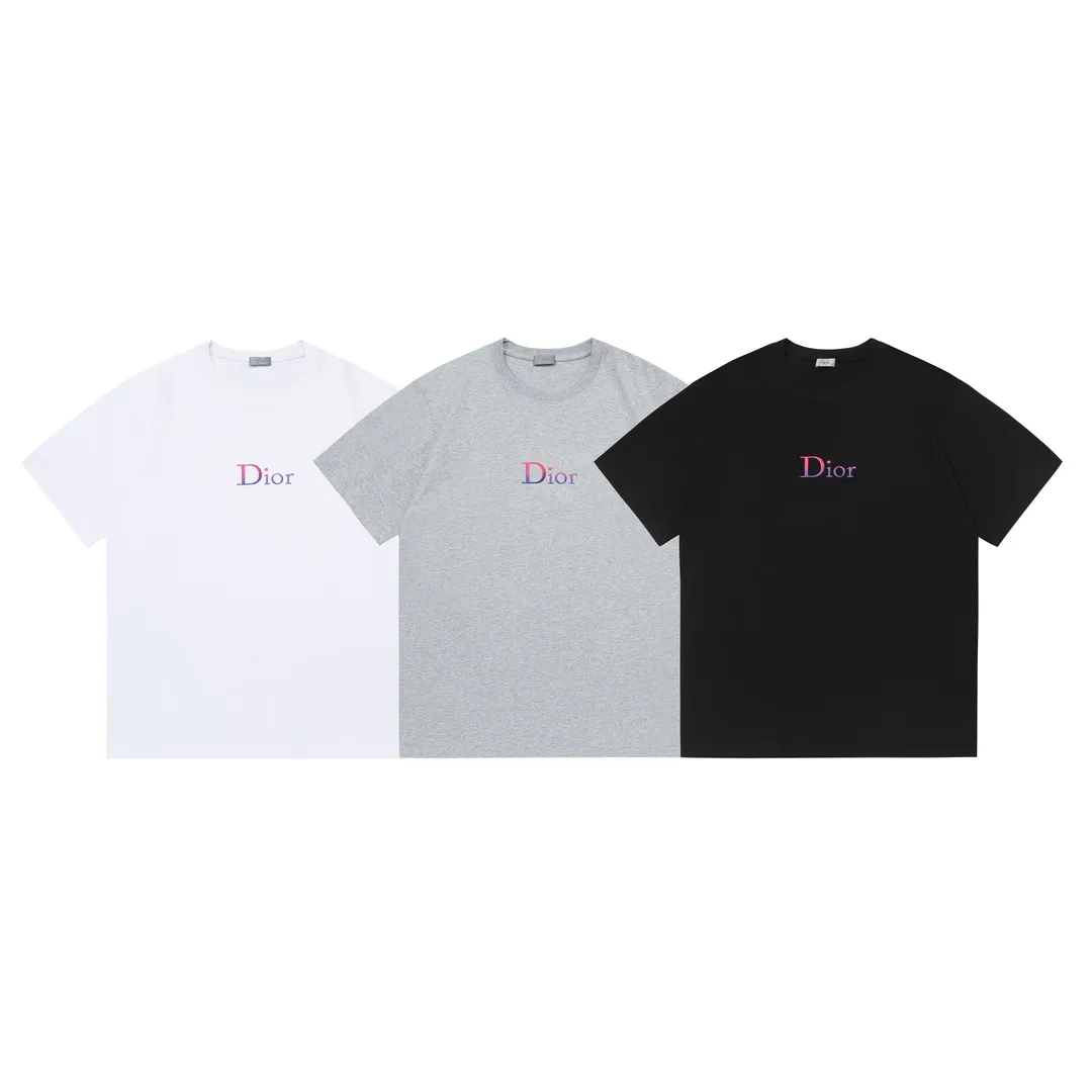 🅿️170 Dior 2025 new high-density embroidered hot-printed letter logo, same style for men and women, short-sleeved T-shirt ·Customized 260g 100% double yarn pure cotton fabric ·Imported Tajima machine embroidery process ·Defined dyeing of 32 double-strand threads ·Complete collar label, hangtag, main mark and three labels Color: black Size: XS S M L
