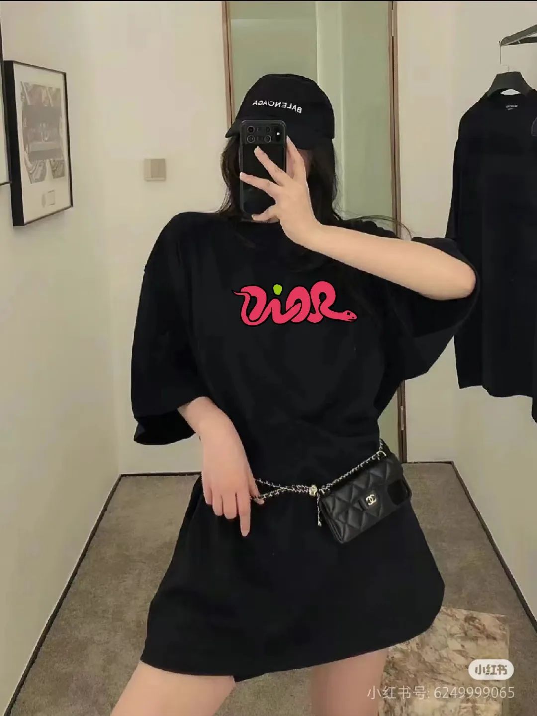 🅿️170 [DIOR Dior] 2025FW short-sleeved T-shirt LOGO printing High-end 26s double yarn 300g fabric Heavy fabric Customized frame ribbing in the same cylinder and dyeing Complete three standards Same style for men and women Color: Black White Size: S M L XL 2XL
