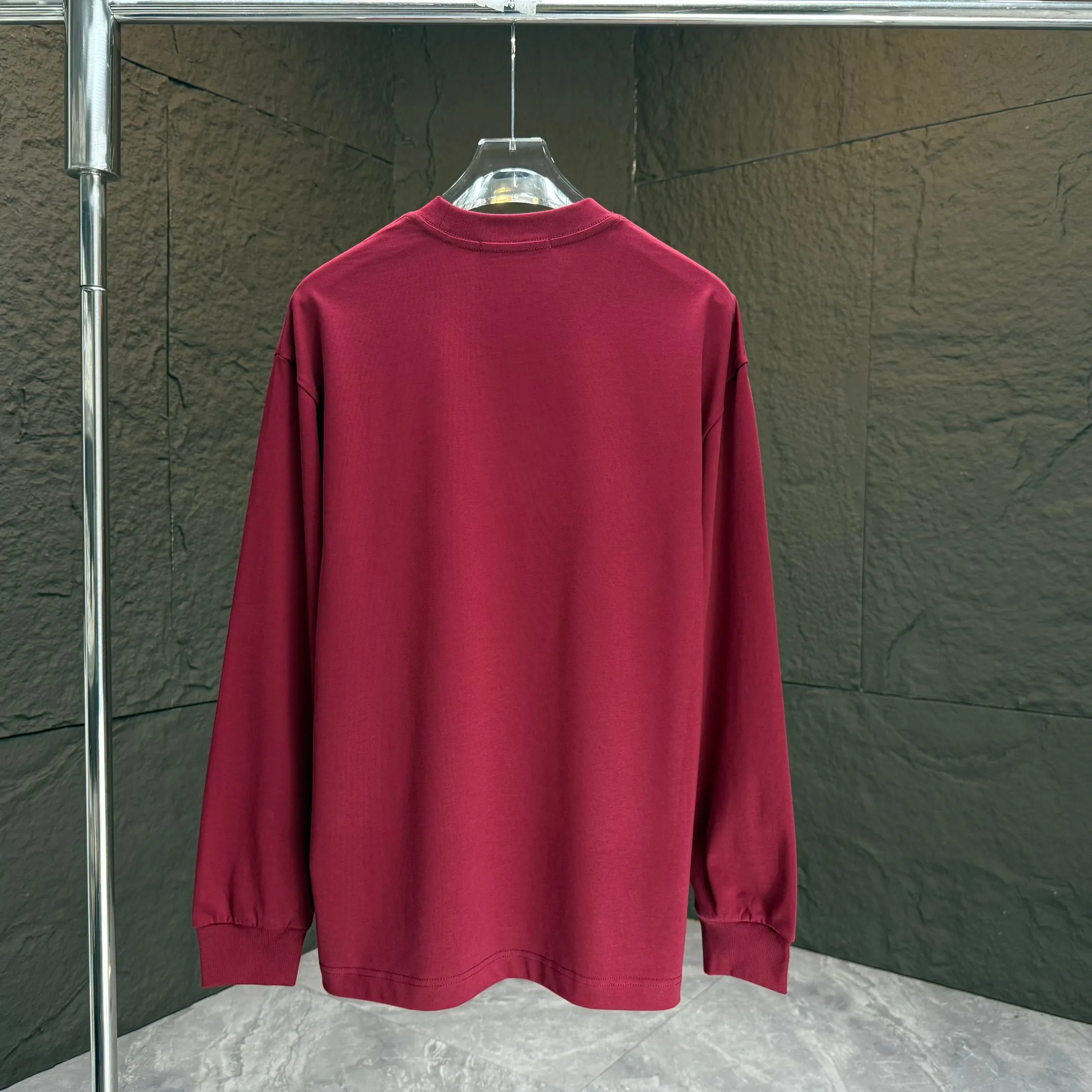 🅿️230 Dio* Dior* 2025 autumn and winter new thick long-sleeved T-shirt 320g pure cotton letter logo hand-sewn label Color: Black White Angora Red Night Blue Size: S M L XL