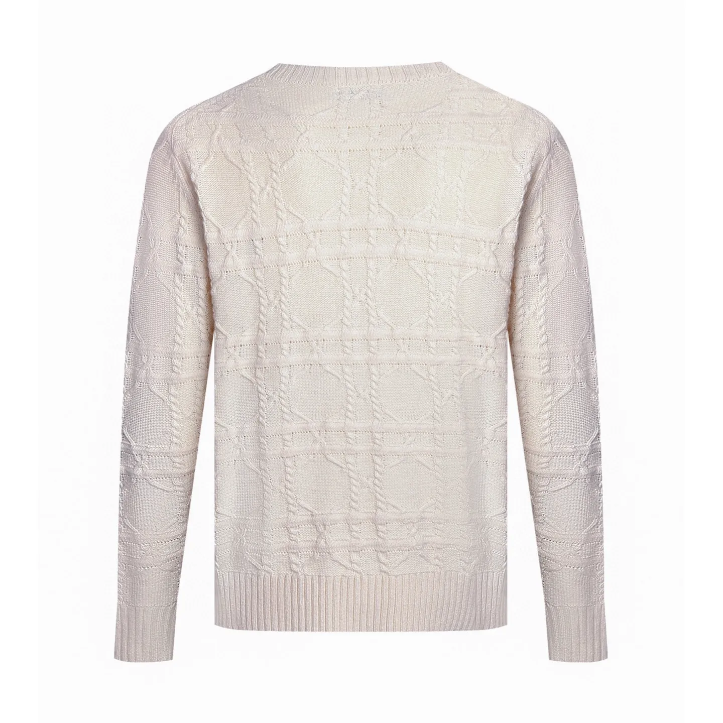 🅿️450 [Exclusive supply] CD cannage pattern cashmere crew neck sweater (apricot color) Original purchase and development of 22,000, the fabric is made of 16-count cashmere blend, imported German (Stohl) 5 knitting machine, wool jacquard, wool enzyme washing, customized 1:1 trademark, hand washing is recommended (this product is woven from wool and is not easy to machine wash) Size: S-M-L-XL