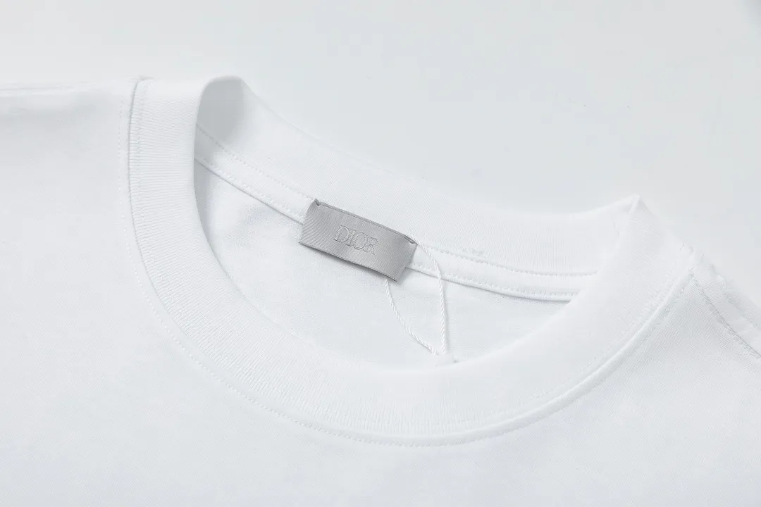 🅿️170 Dior Dior 2025 new model co-branded Stone Island limited series High-density embroidered letter logo Unisex short-sleeved T-shirt · Customized 280g 100% double yarn pure cotton fabric · Custom dyed 32 double-strand threads · Imported Tajima machine embroidery technology · Complete collar label and hangtag main mark and three labels Color: White Size: XS S M L