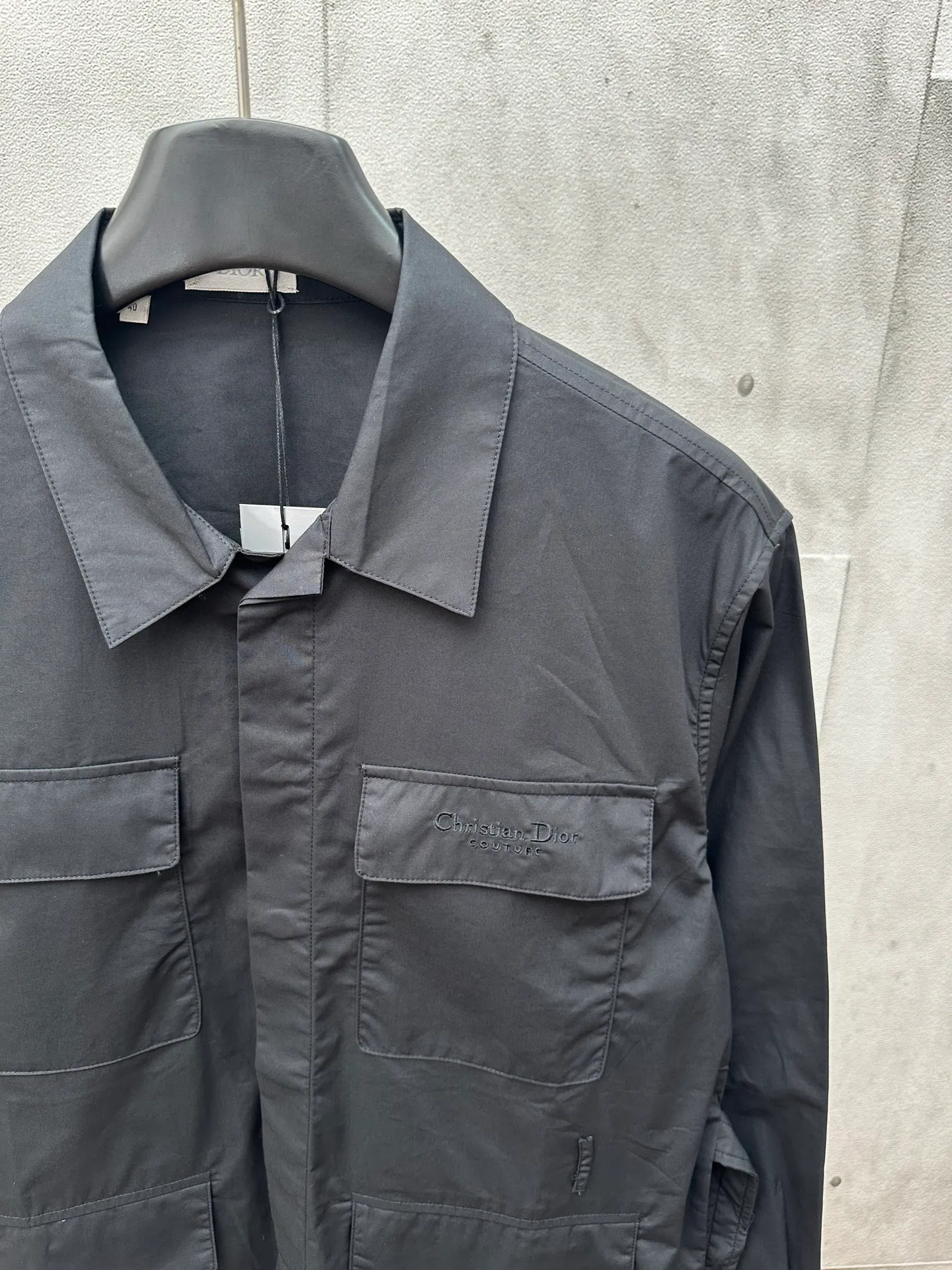 🅿️500 Dior 2025ss pocket buckle belt shirt black cotton poplin Christian Dio.r Couture embroidery Size: S M L XL