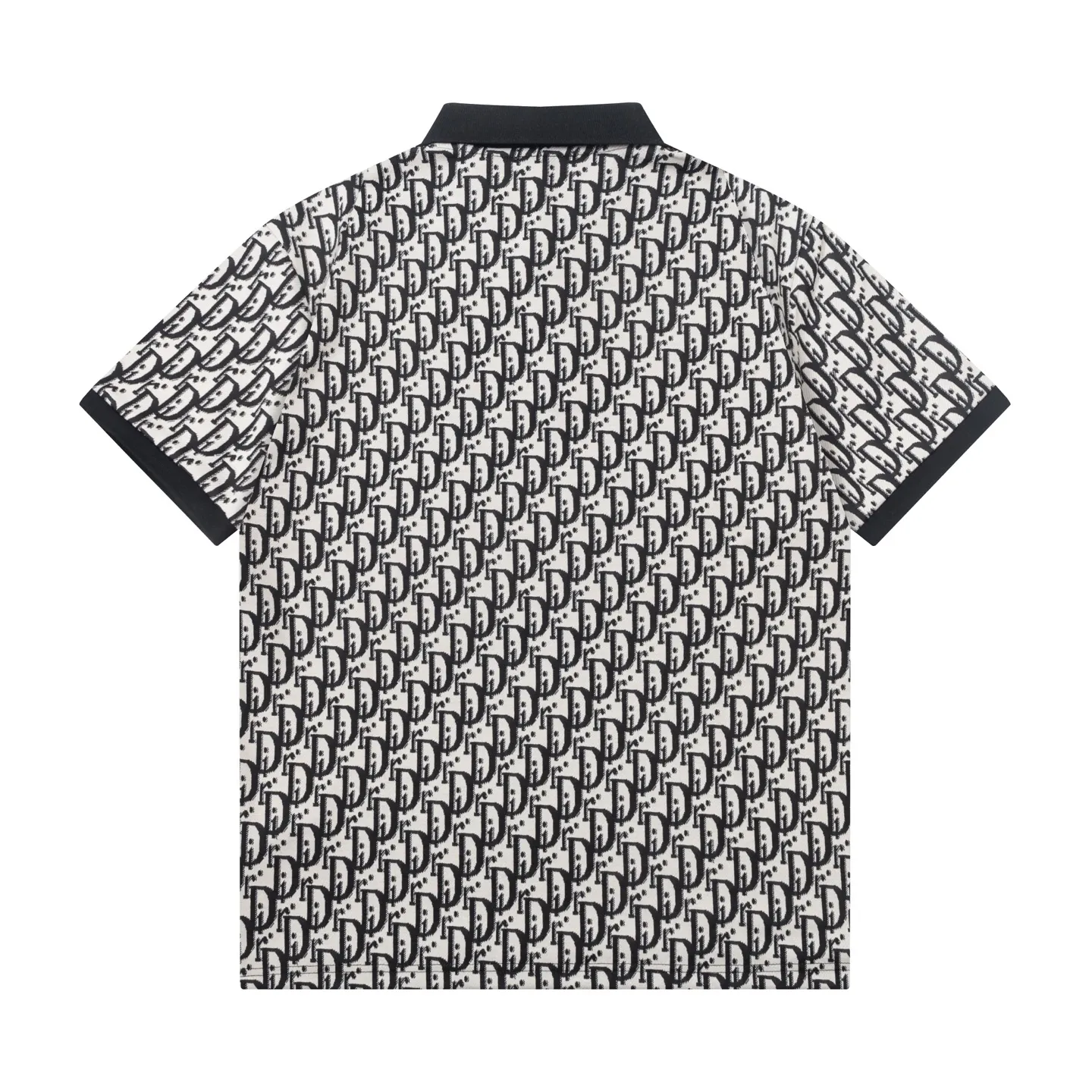 🅿️190 Dior 2025 new model, light luxury, flat machine collar, jacquard letter logo all over, same style for men and women, casual polo shirt ·Customized pique fabric ·Collar label, hang tag, main mark and three labels complete Color: Black Size: S M L XL XXL