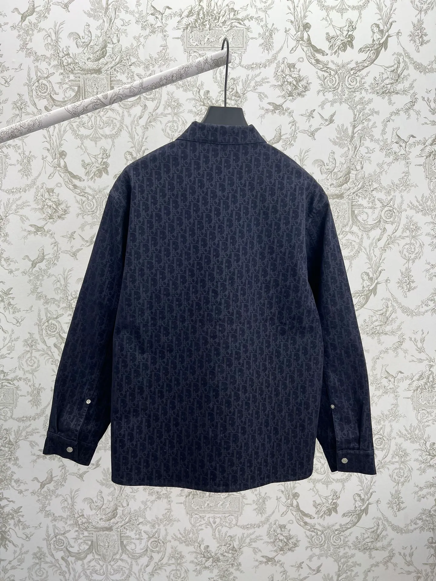 🅿️580 Dior 25ss new coat shirt blue cotton blended twill fabric Oblique printing code number: 46.48.50.52